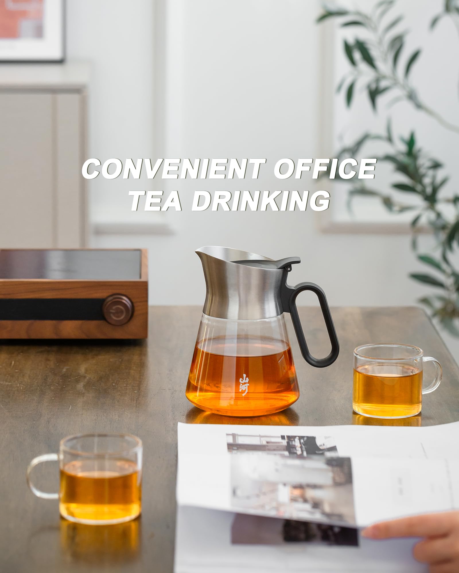 ZENS Design Glas-Teekanne mit Teesieb mit 2 Tassen, 652 ml, kleiner, loser Blätter, steiler Topf mit Edelstahlauslauf für heiße Tee-Diffusoren, ovaler Griff, klares Tee-Ei für Teeliebhaber, Geschenke