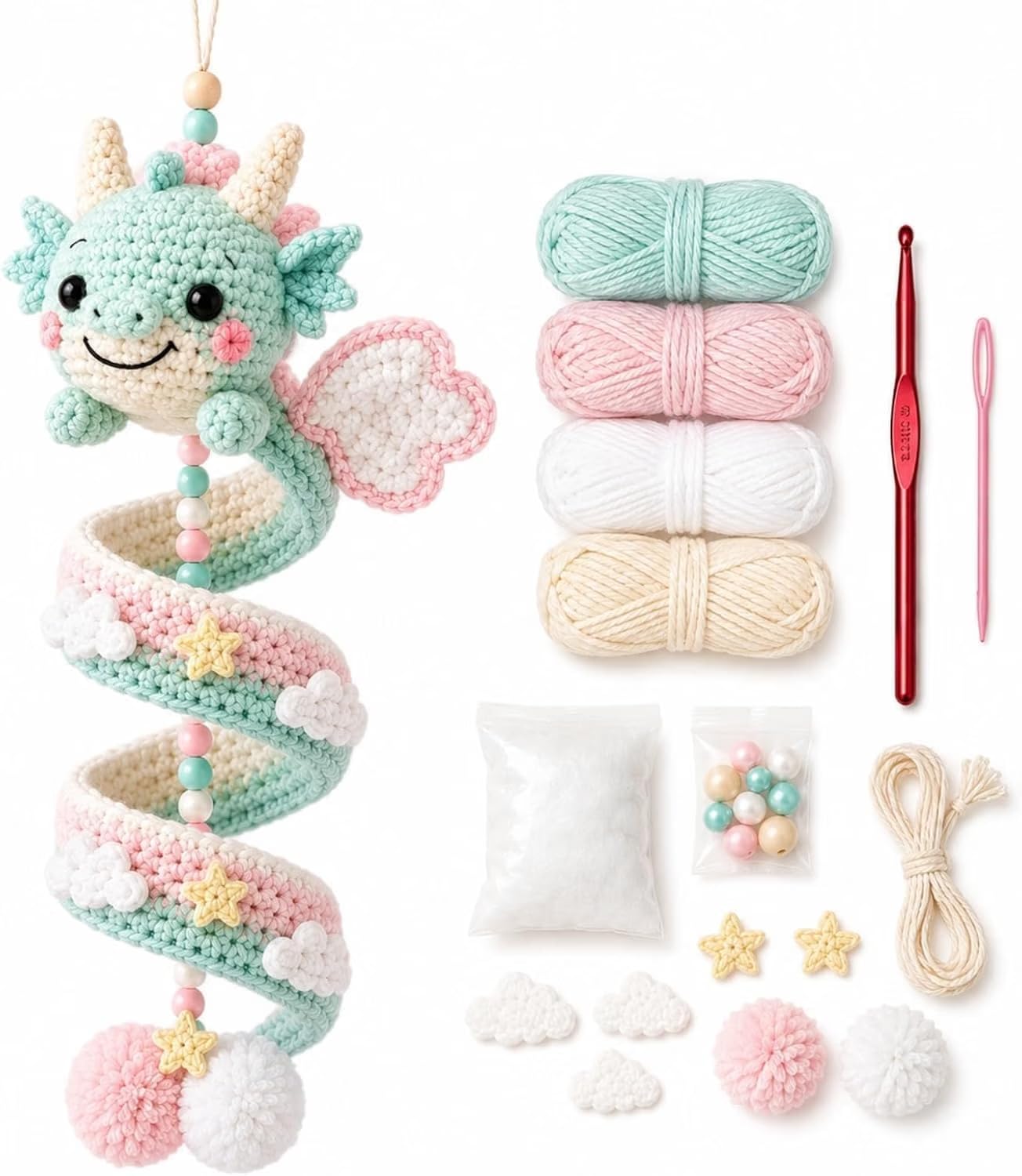 Pasisuu DIY Dragon Crochet Kit, Spiral Hanging Ornament Craft — image 1