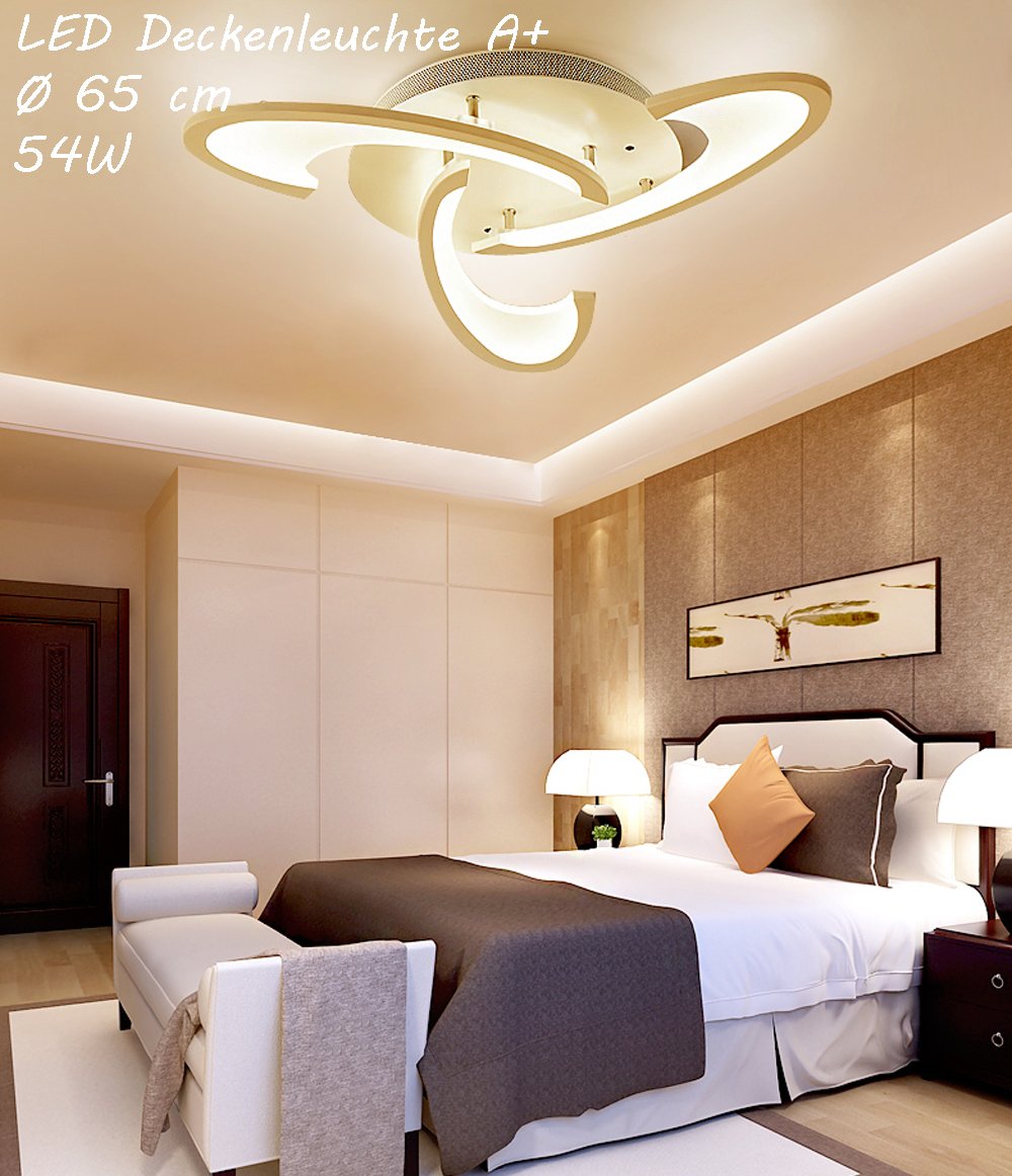 eurohan Écran plafonnier LED 2127 avec télécommande couleur/luminosité variable acrylique de lumière abat-jour blanc laqué Cadre en métal Moderne 2127-3 Ø 60 cm LED 36W