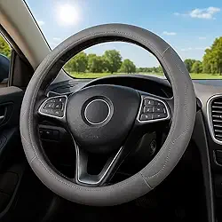 Capa de volante luxuosa de couro PU - Conforto 3D, sem anel interno, acessórios para carro, cinza