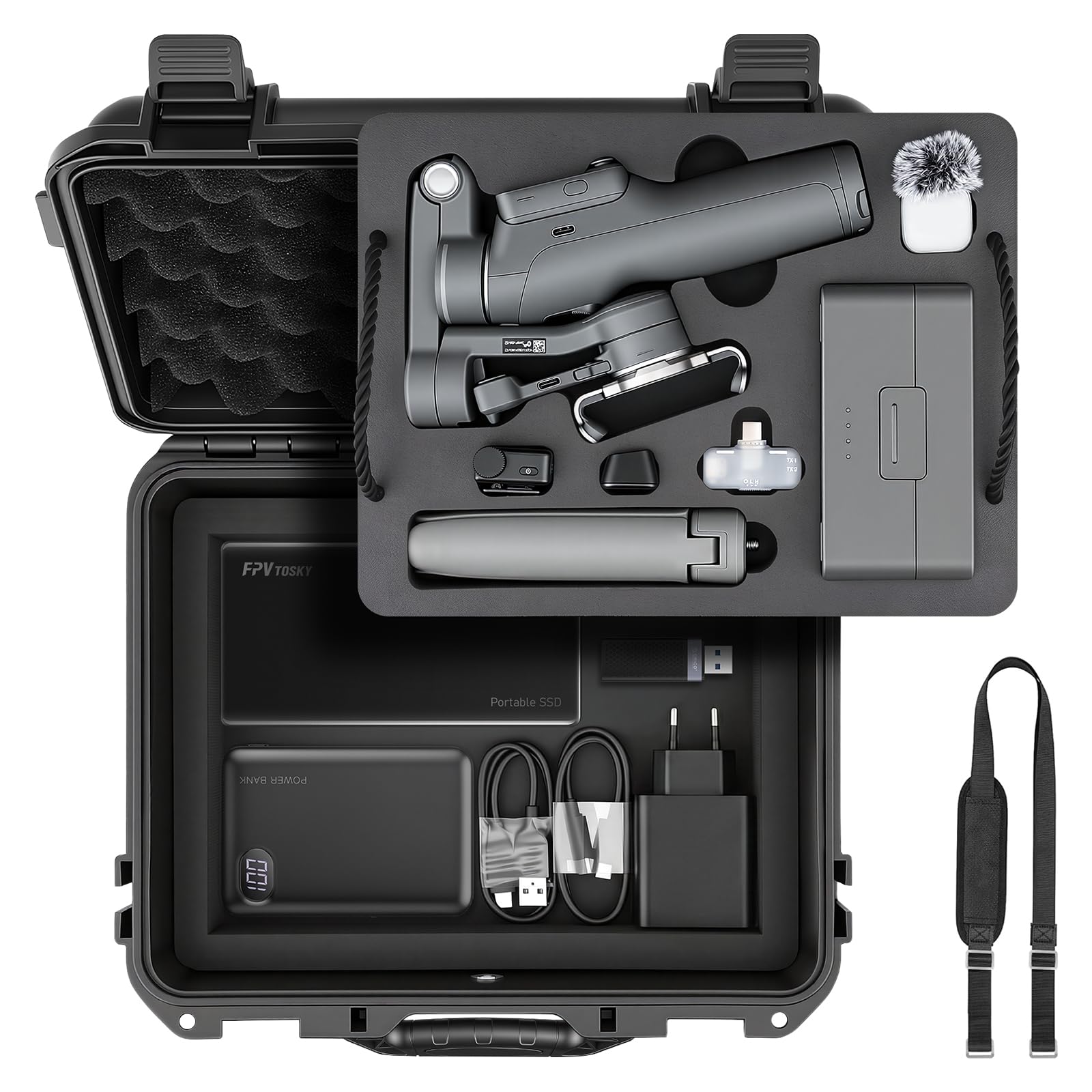 FPVtosky Étui Rigide Double Épaisseur pour DJI Osmo Mobile 8P, Mallette de Transport Étanche et Résistant aux Chocs en Mousse EVA