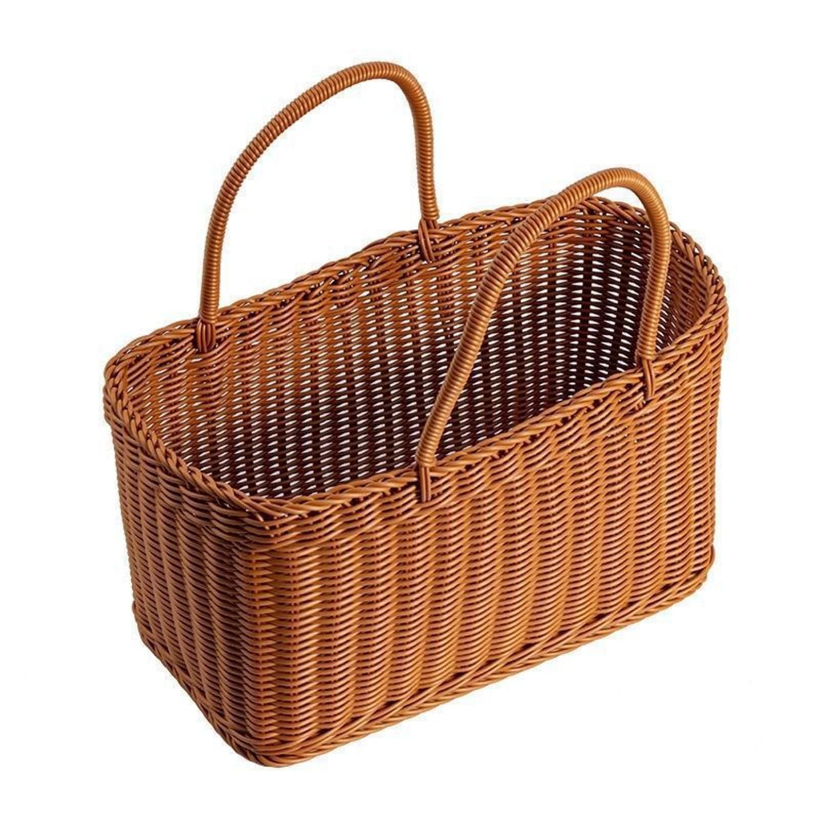 Amazon｜藤編みかご ハンドル付き 持ち運び便利 手さげ カゴ収納 藤  