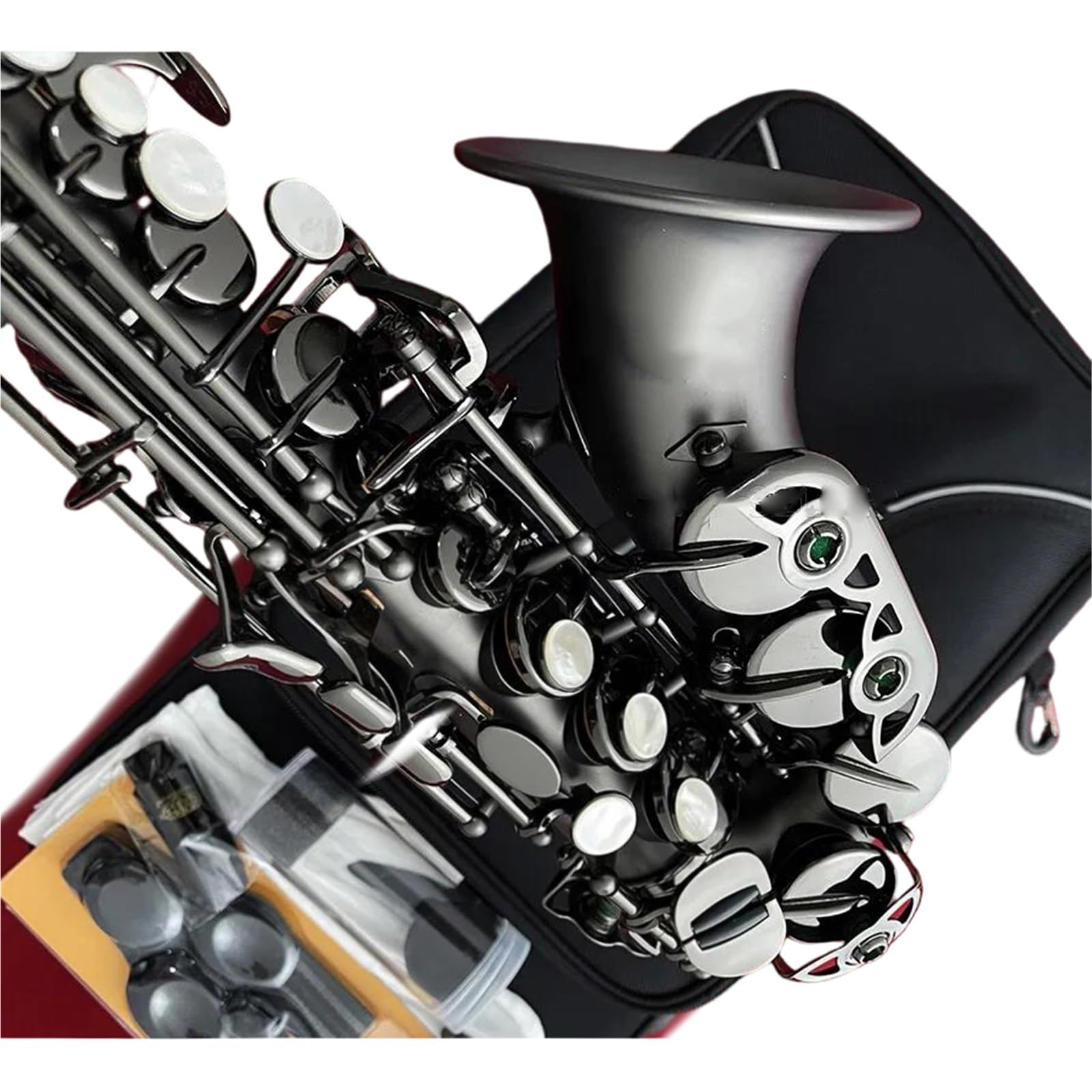 Saksofony Dla Początkujących Saksofon Sopranowy Bb Satin Black Nickel Profesjonalne Instrumenty Muzyczne