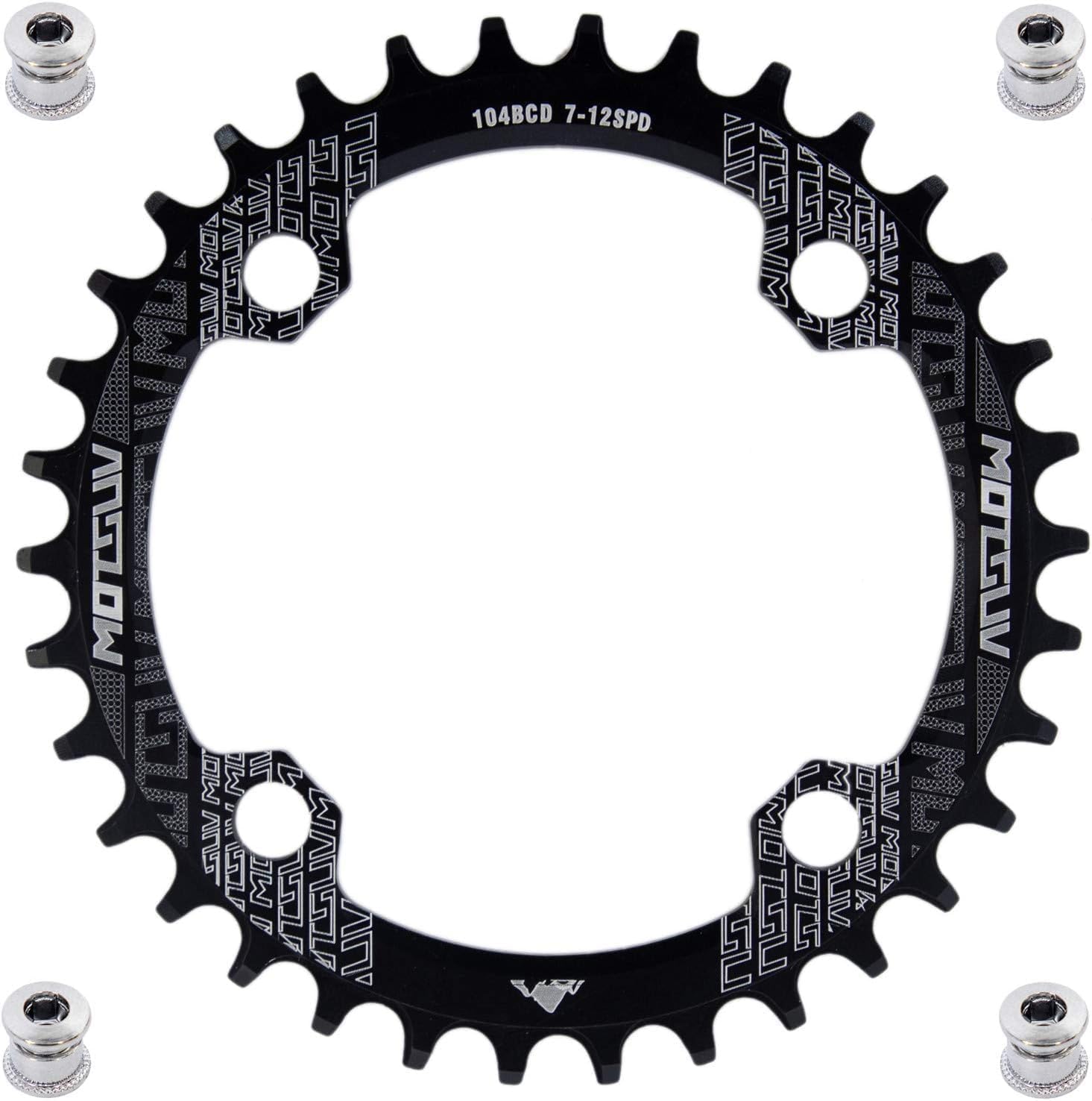 YBEKI 7075-T6 Aluminum Narrow-Wide Chainring (32T/34T/36T/38T) - 104BCD CNC Machined MTB/Road Bike Chainwheel