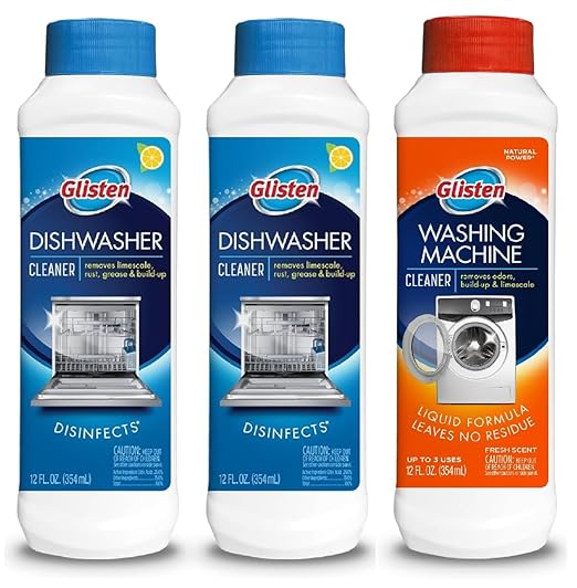 Glisten Dishwasher Magic Machine Cleaner and Disinfectant 2-Pack and Washer Magic Washing Machine Cleaner