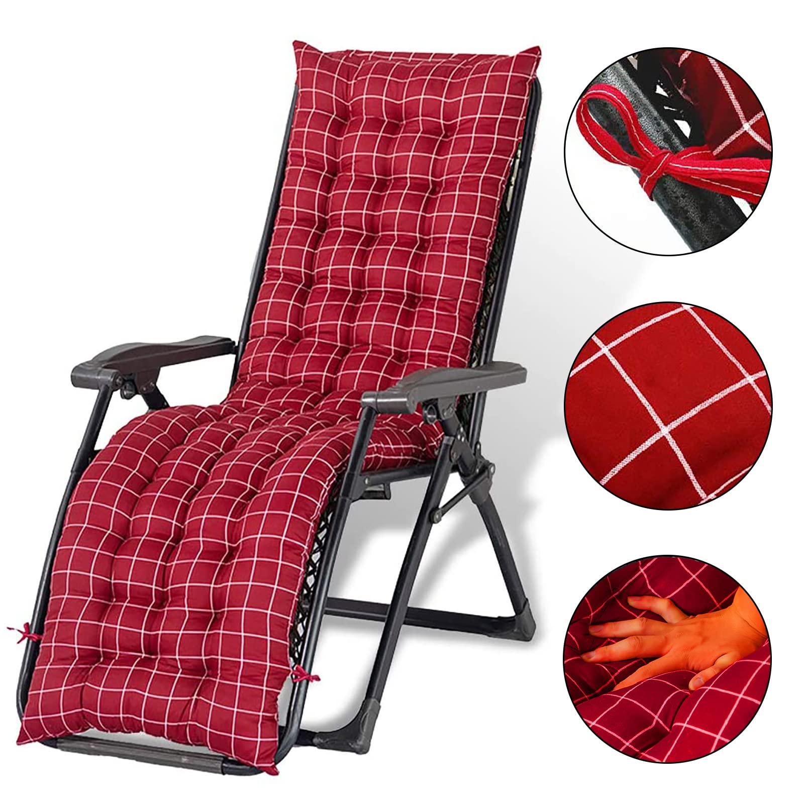 Coussins de chaise longue – Matelas de rechange antidérapant pour transat d'été pour chaises de jardin 155 x 48 x 8 cm Coussin confortable de relaxation en plein air uniquement