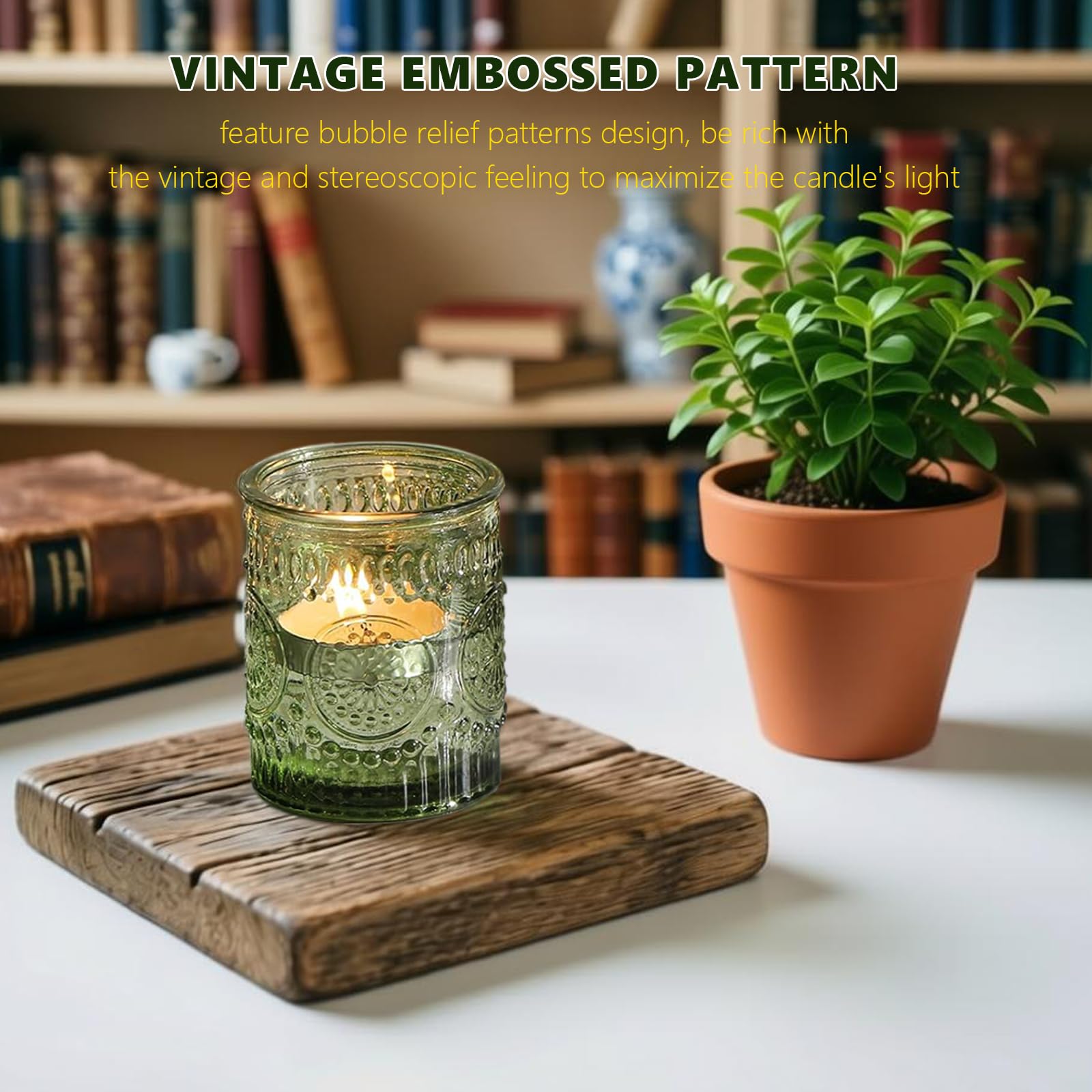 Teelichthalter Glas, 12 Stück Teelichtgläser Grün, Langlebig und Hochwertige Kerzenhalter, 6.5 x 5.5 cm, Geeignet für Weihnachten, Partys, Hochzeiten, Heimdekoration