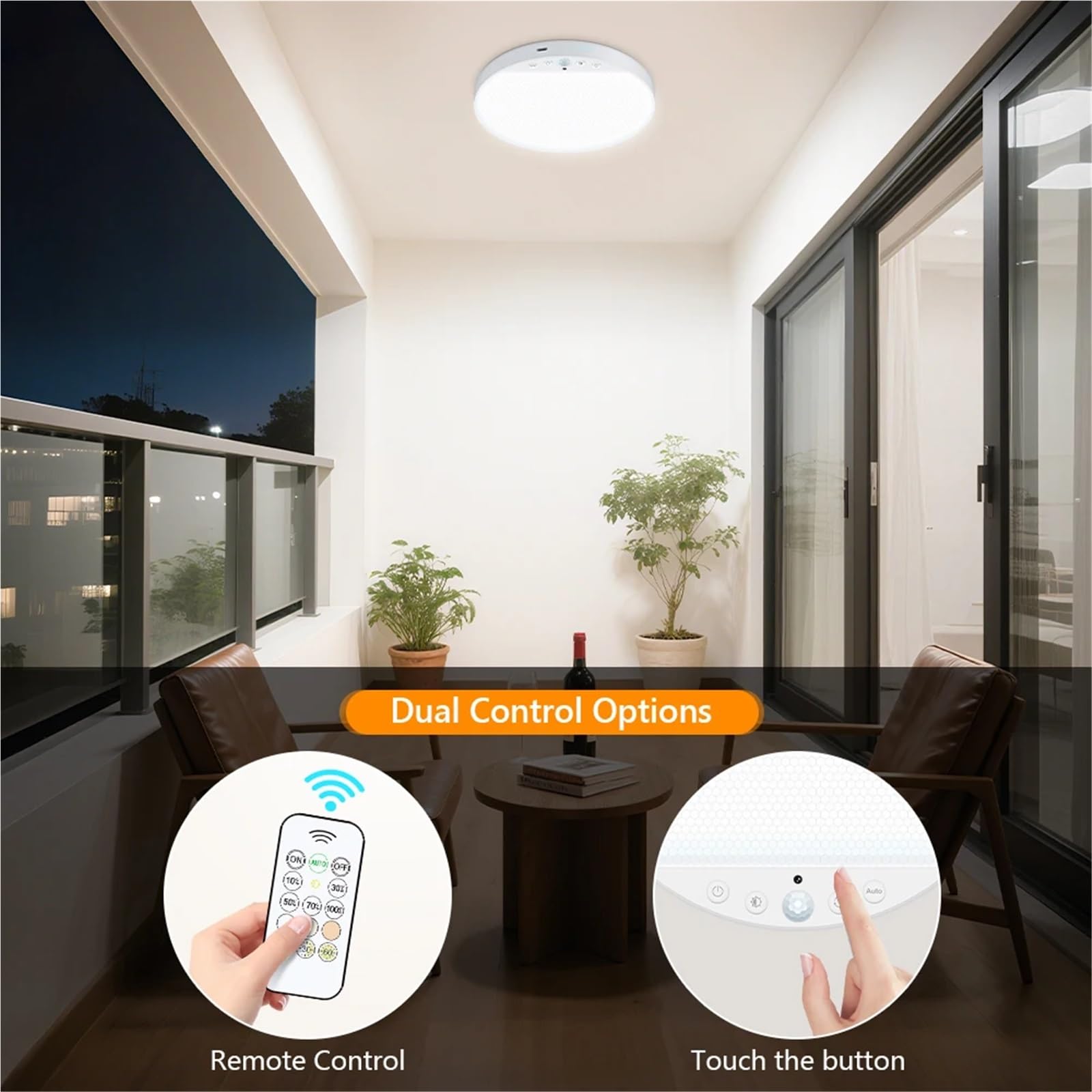 Plafon LED Techo,Luz LED Techo Lámpara de techo con sensor movimiento recargable 8 W y mando a distancia, batería 5000 mAh, LED magnético for ducha, garaje, pasillo, armario(Square Ceiling Light,8W)