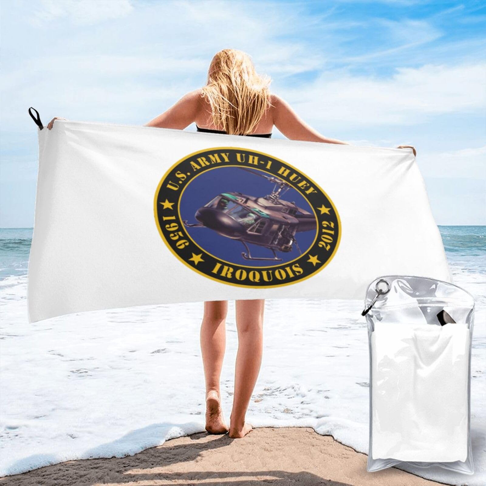 UH-1 Huey Army Tribute Beach Towel - 27.5" X 55" Quick Dry, Sand Resistant, Lightweight