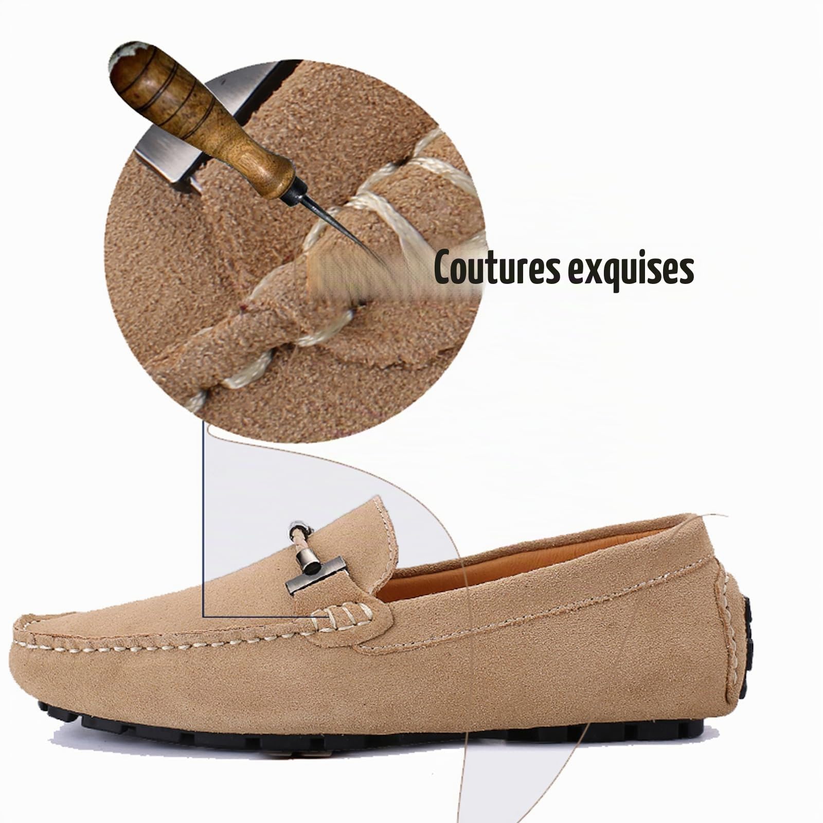 DADAWEN Hommes Daim Penny Loafers Confort Chaussures de Conduite Mocassin Slippers Chaussures de Décontractées