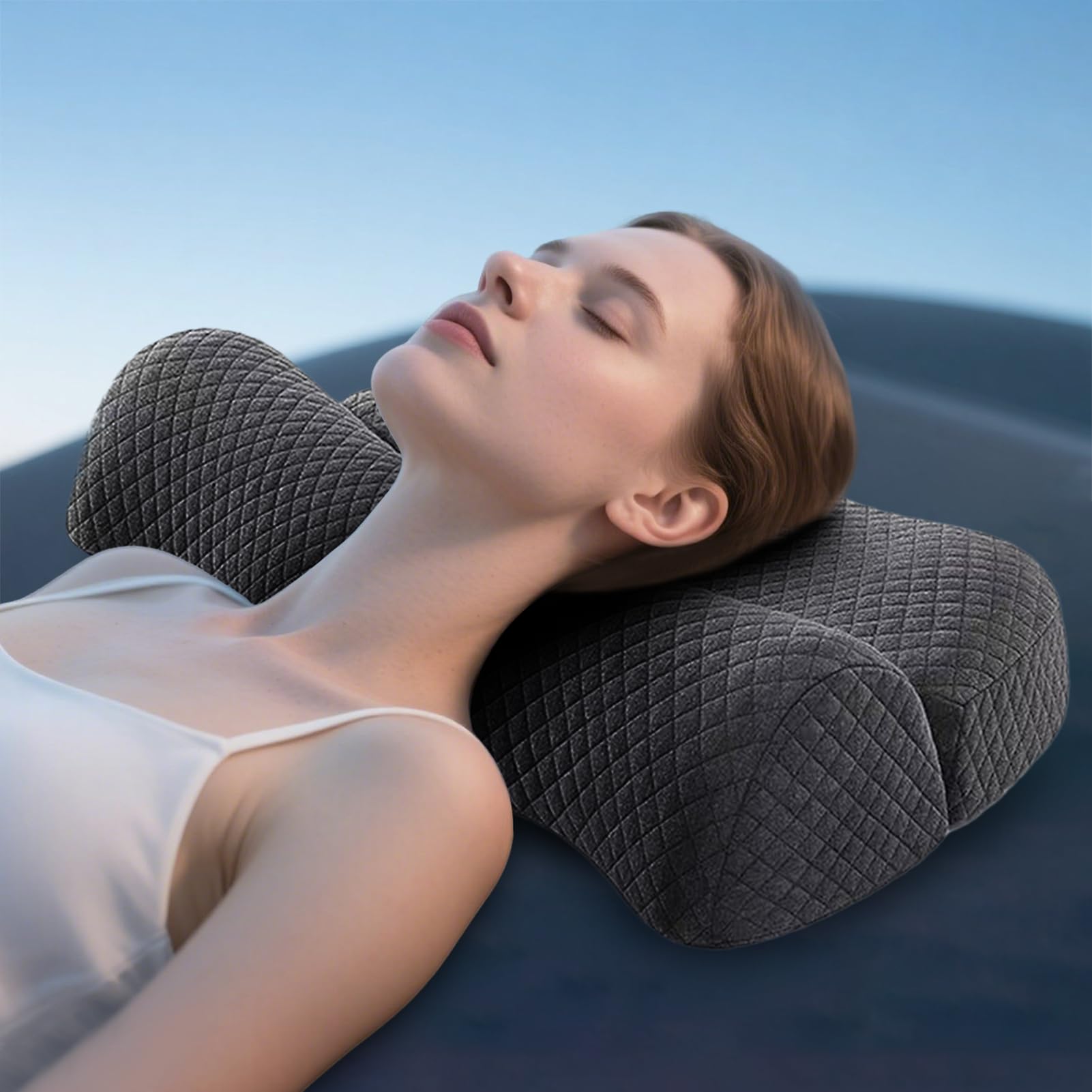 Almohada de Contorno Suave Cojín Antitracción Reposacabezas | Soporte Para La Cabeza De Almohada Cervical para Hombres y Mujeres Mayores Viaje Oficina Hogar Coche Cama Sofá Lectura