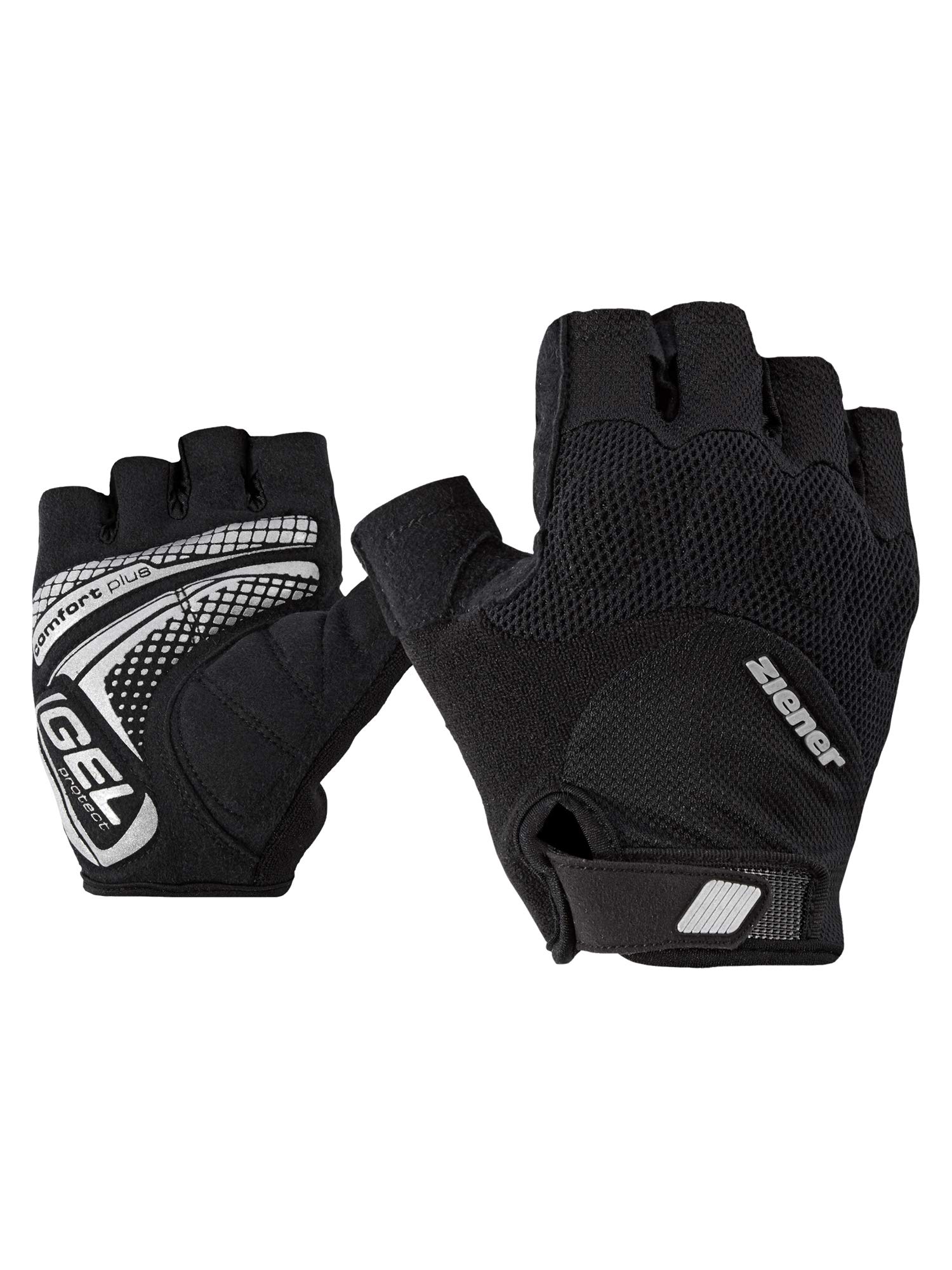 Ziener Men's Colit Cycling Mountain Bike Cycling Gloves Short Finger Breathable Cushioning Non-Slip Black 6.5