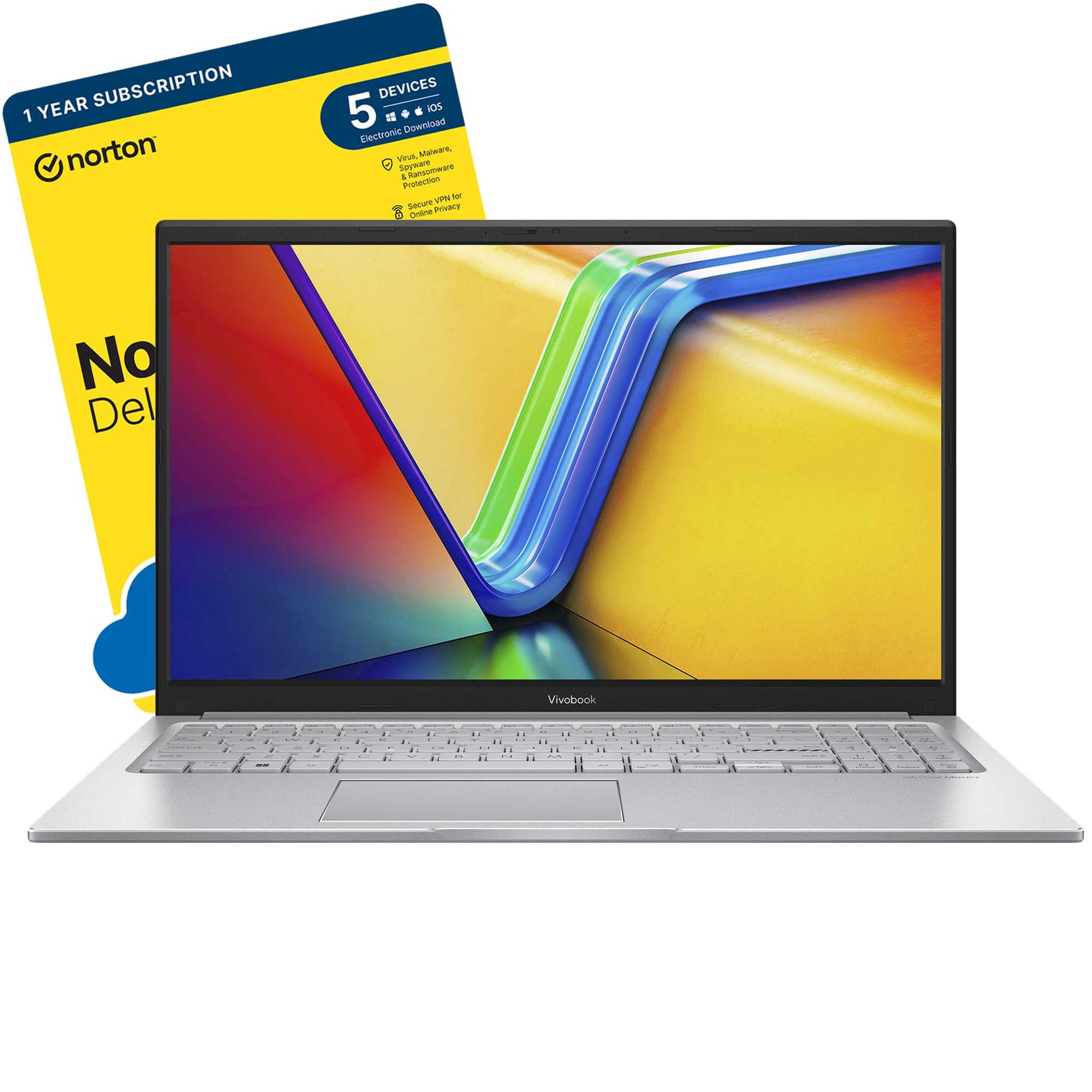 MESH Computers ASUS VivoBook 15 X1504VA Intel Core i7-1355U (13th Gen), 16 GB RAM, 1 TB SSD, 15.6 inch FHD, Wi-Fi 6E, Windows 11 Home Laptop includes Free Norton 360 Deluxe Antivirus Software