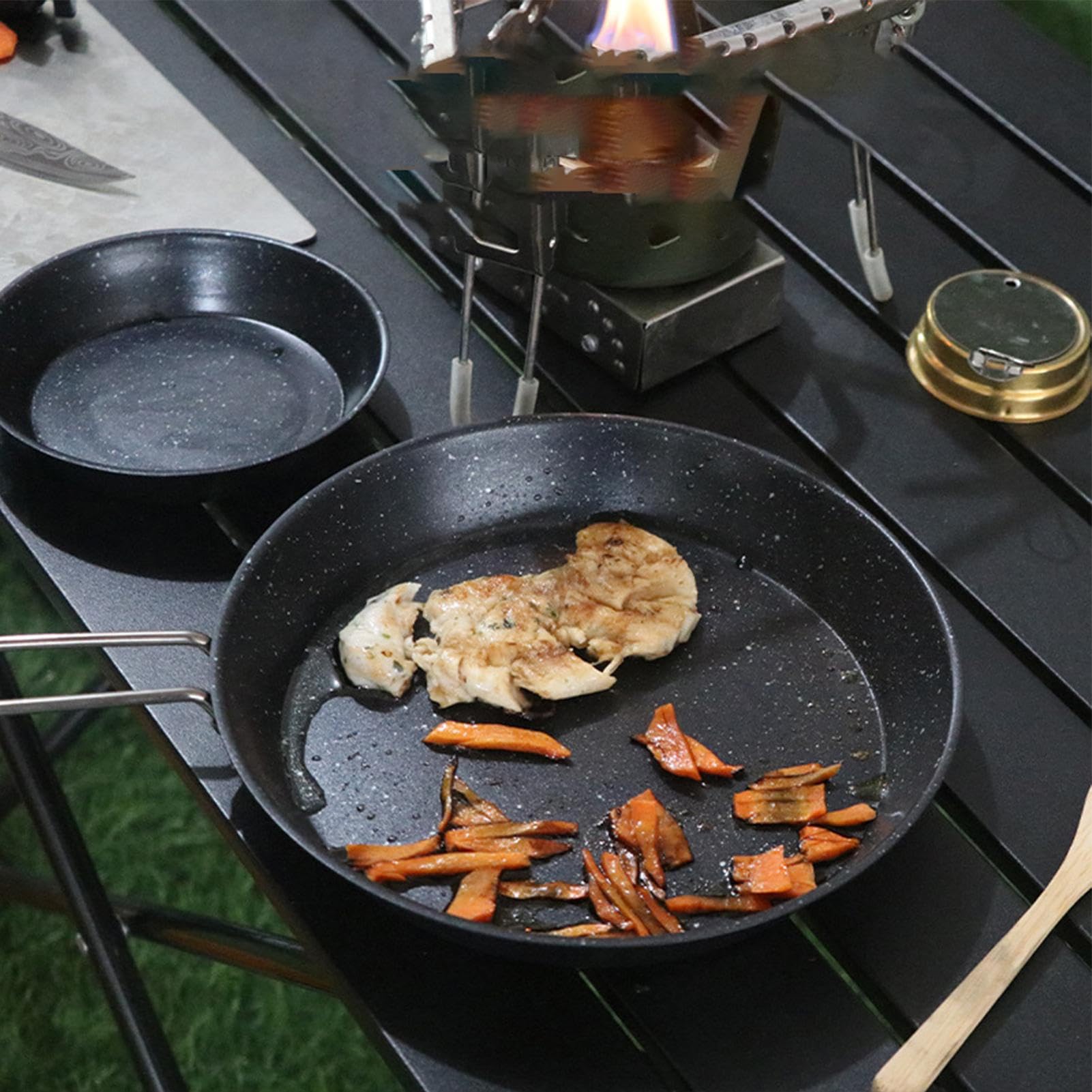 Generisch Camping Bratpfanne - Outdoor Bratpfanne 20 cm,Antihaft-Pfanne Mit Klappgriff Camping-Kochgeschirr Für Herd, Küche, Reisen, Picknick & Outdoor