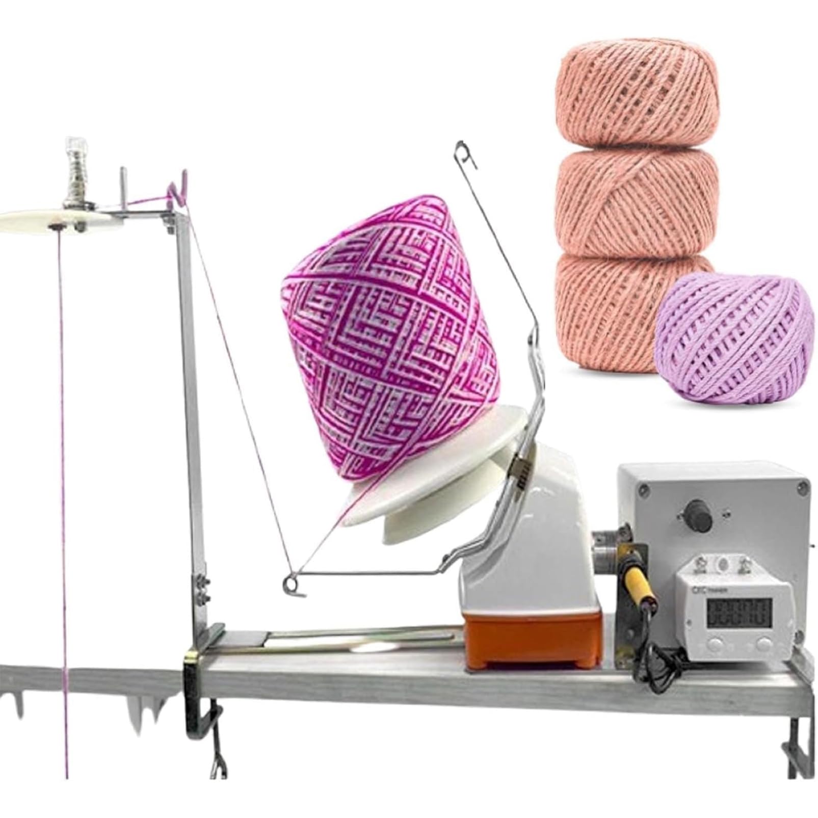 Bobinador eléctrico de ovillos de hilo de gran capacidad, 500 g, con contador, velocidad y tensión ajustables, enrollado multicapa para tejer y hacer ganchillo