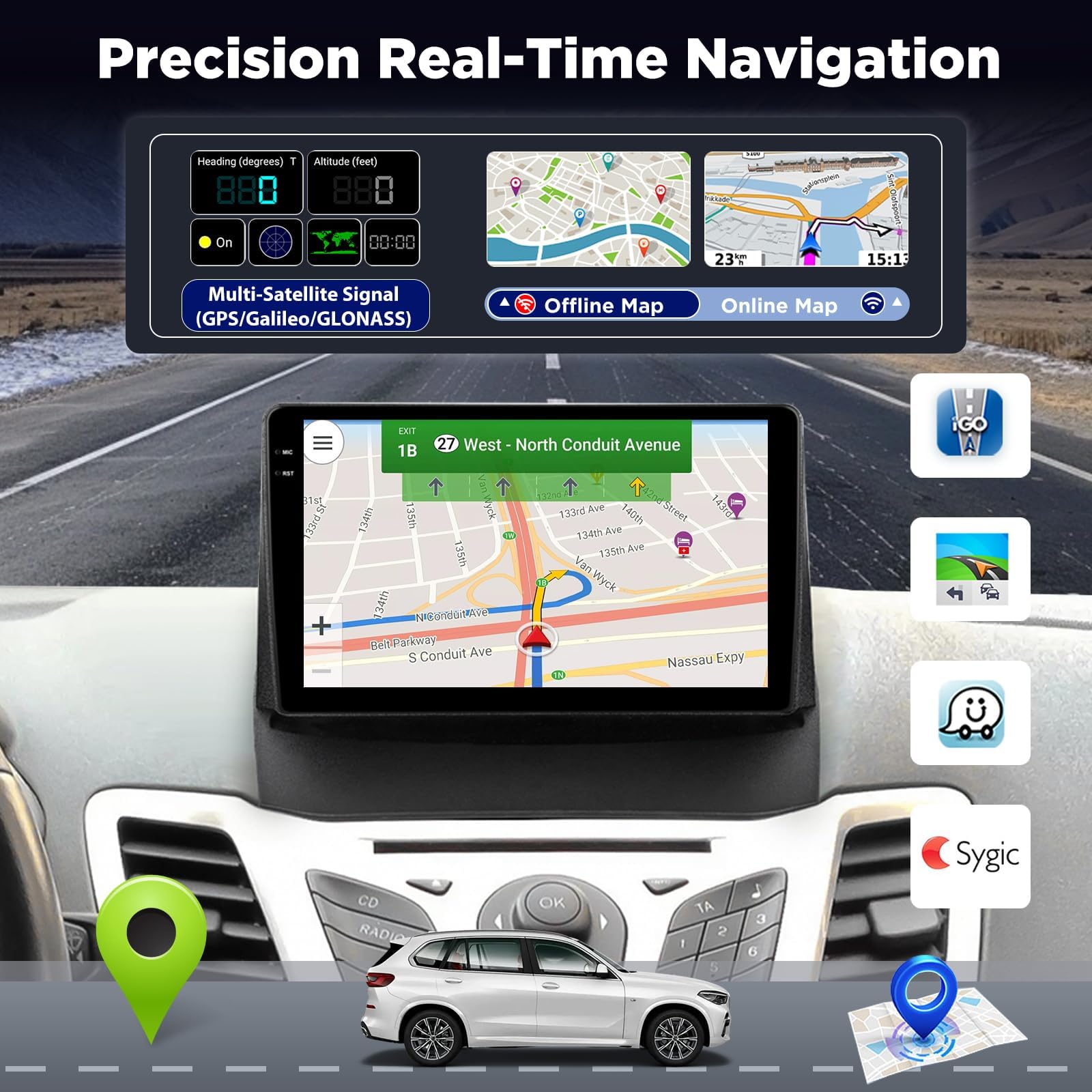 [4+64G] Radio Android per Ford Fiesta 2009-2017: 9 Pollici Touchscreen HD InCell con Wireless Carplay & Android Auto, 5G/WiFi, GPS, EQ, BT 5.0, Homepage Personalizzata + Telecamera di Retromarcia
