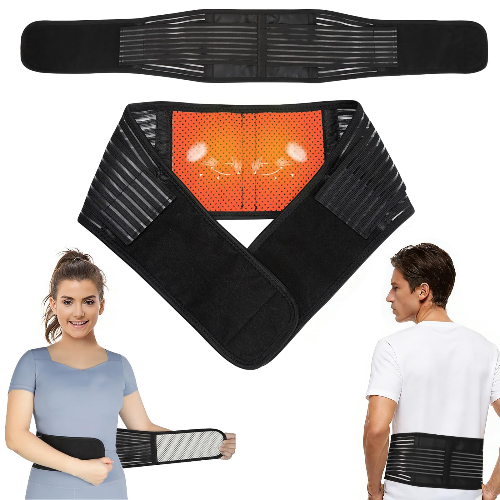 Back Brace for Men Women, Tourmaline Magnetic Back Braces for Lower Back, Self Heating & Soothing Back Support Belt, Lumbar Support Belt for Herniated Disc/Sciatica (Medium)