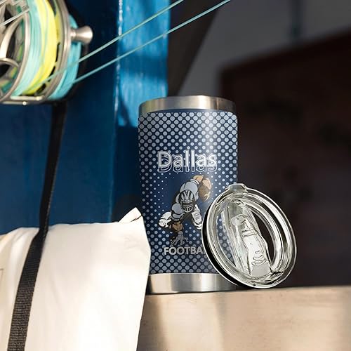 Miniatura 3 de Dallas - Taza de café aislada de acero inoxidable para viaje reutilizable, taza de viaje para fanáticos del fútbol Dallas, regalo para fanáticos del