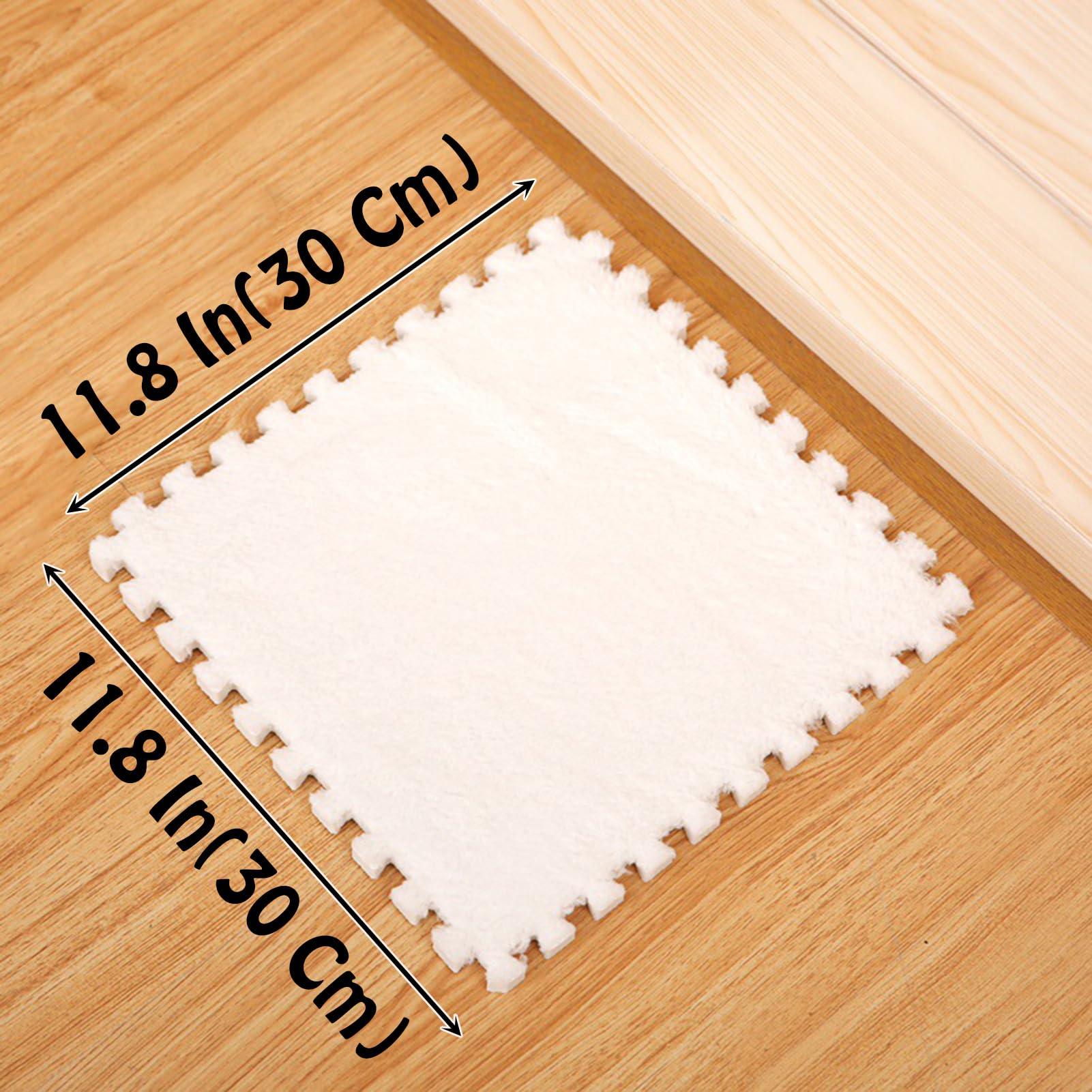 4 Szt. Miękkie Puszyste Płytki Dywanowe, Blokująca Mata Do Zabawy, Pluszowe Puzzle Piankowa Mata Podłogowa Do Salonu, Sypialni, 12x12 Cali(Size:0.23 Inch,Color:Khaki)