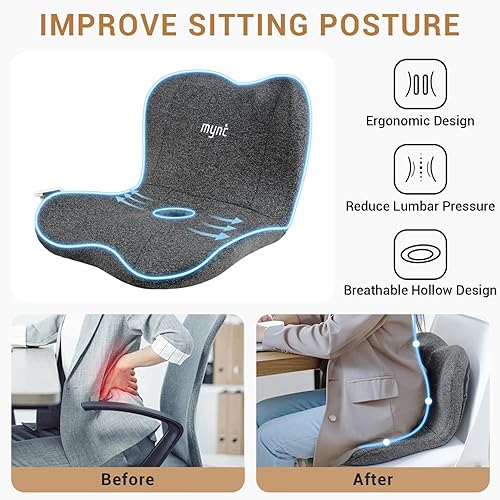 Miniatura 3 de Mynt Masajeador de espalda baja para aliviar el dolor de tejido profundo, masajeador eléctrico de espalda Shiatsu con calor y 3 velocidades,