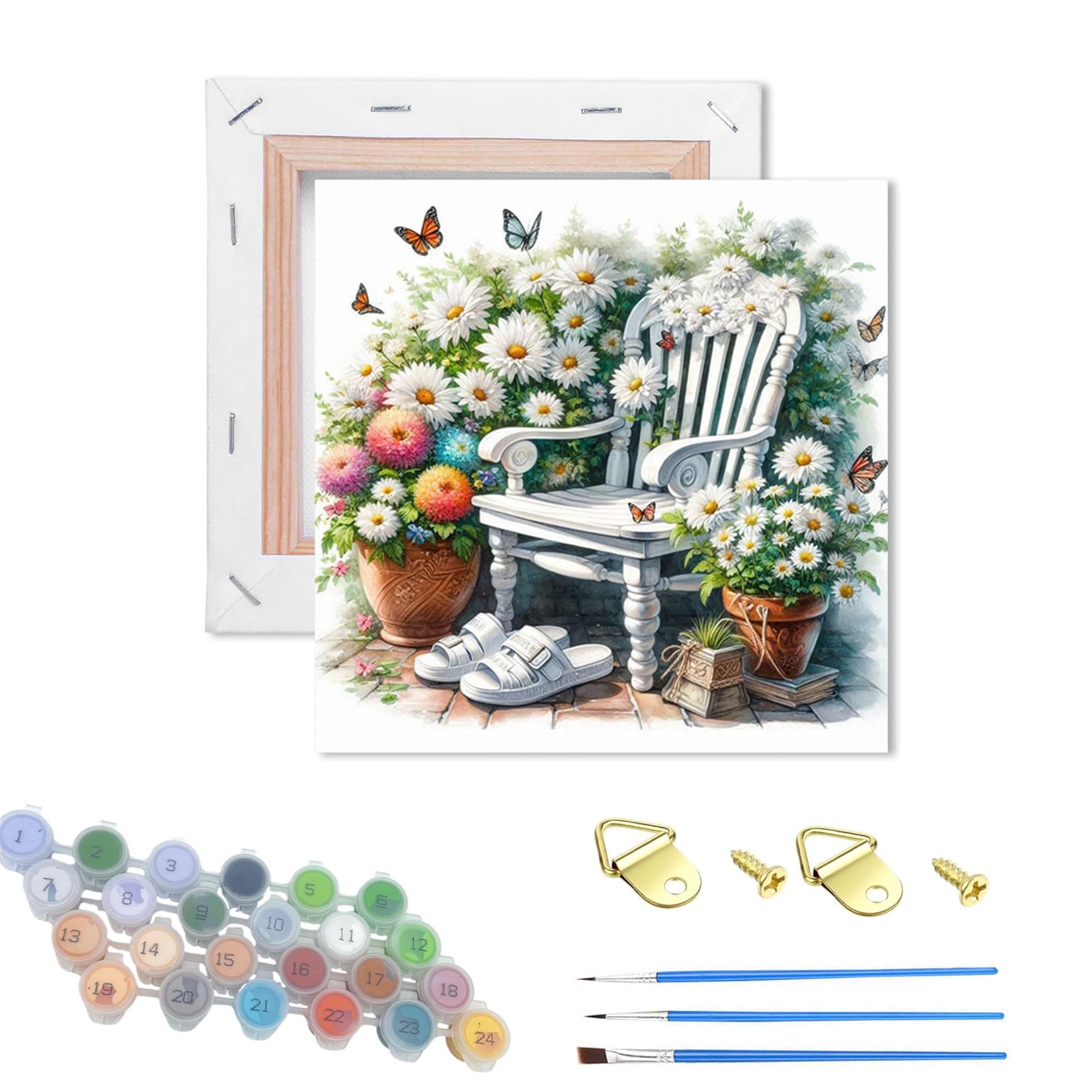 WUJIEJ Wooden Framed Paint by Numbers Kits for Adults,DIY Painting Kit on Canvas, Color by Numbers Acrylic,Adult Paint by Number for Wall Decor and Gifts (Stool)