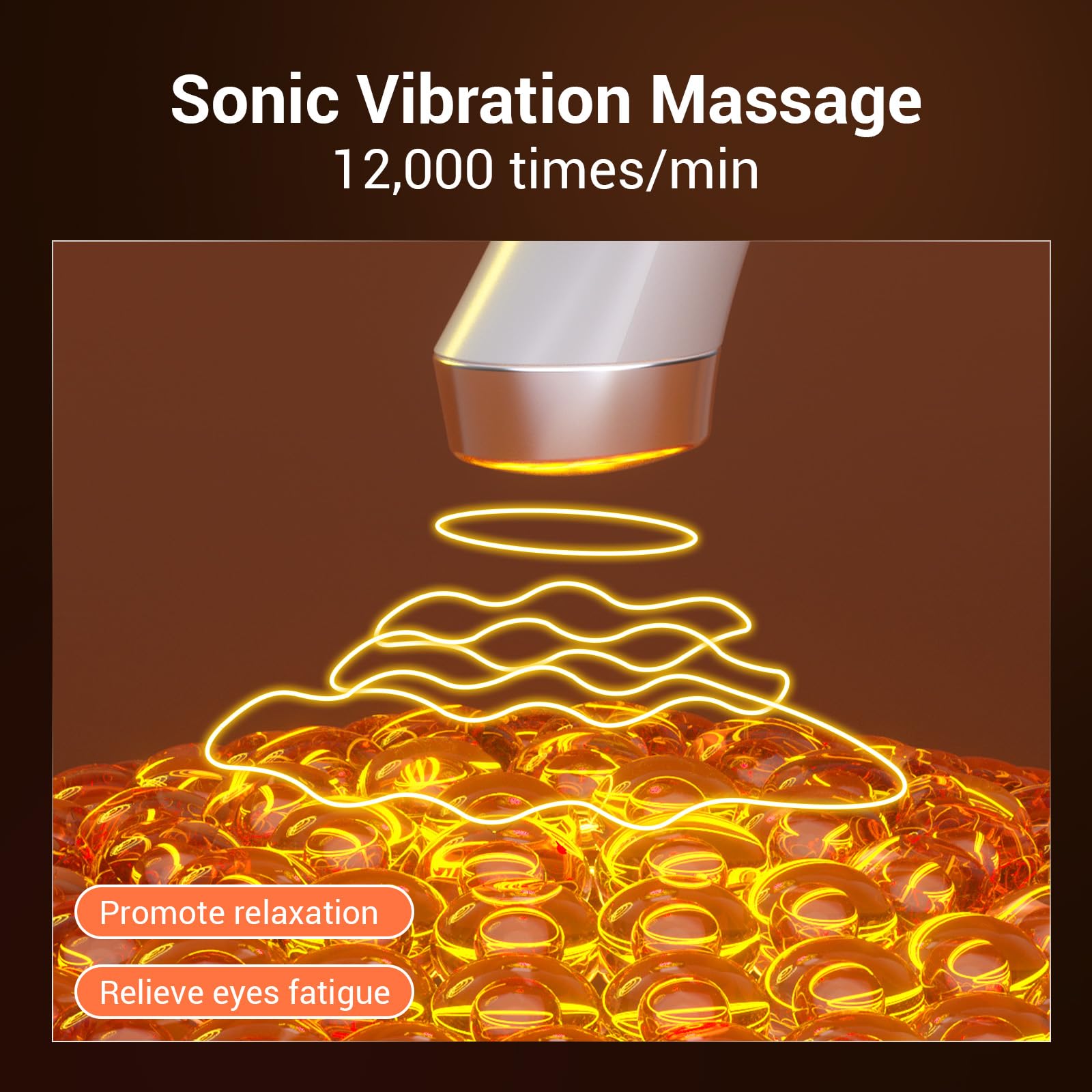 TOUCHBeauty Ultraschall Augenmassagegerät mit Wärmefunktion, Rot LED Lichttherapiegerät Augencreme Booster Augenring Tränensäcke Entferner USB-Wiederaufladbare Anti Aging Massagegerät Faltenentferner