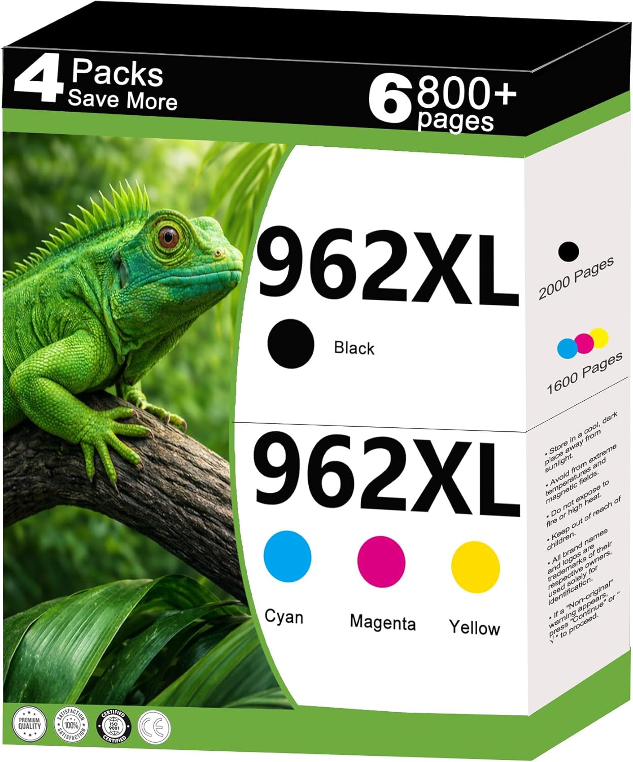962XL Ink Cartridges Combo Pack Replacement for HP 962 XL to use with 9015e 9010 9015 9025e 9020 9018e 9018 9025 9012e 9010e 9012 9020e 9019 Printer with V24.1.1 Chip 4 Packs-Cyan Magenta Yellow Black