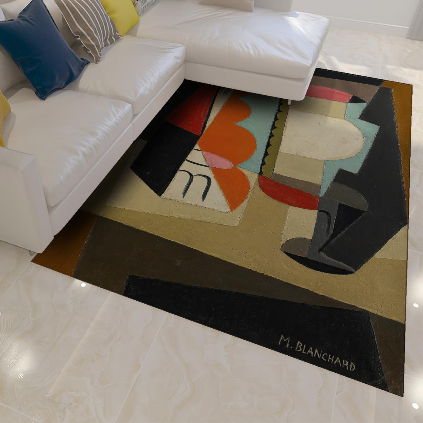 Cienkie kolorowe klocki dywany 100 x 200 cm Cubiste Martwa natura Słynne wydruki Malarstwo Dywany wewnętrzne do kuchni Salon Sypialnia Biuro
