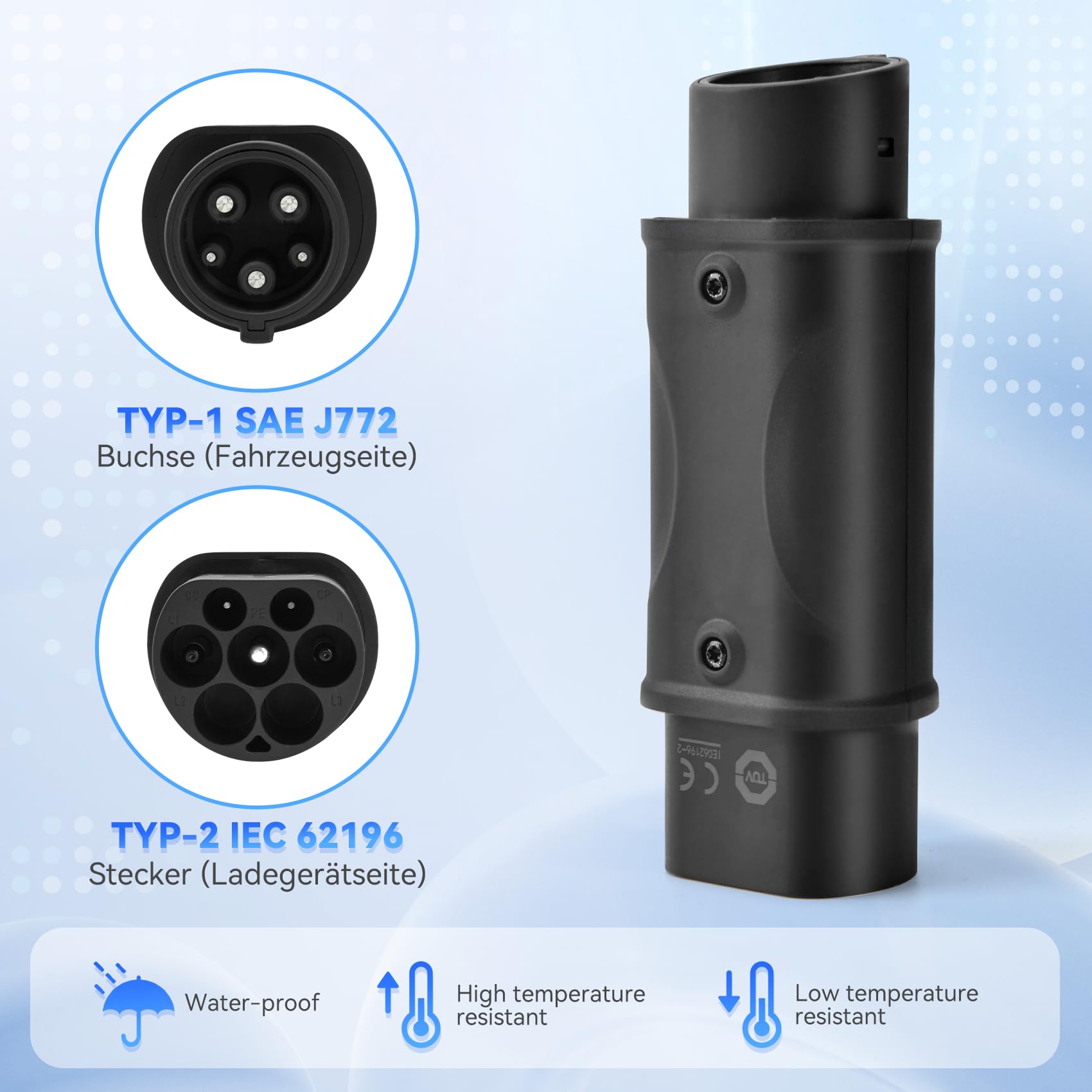 JULIK adapter do ładowania samochodowego, konwerter IEC62196 na SAE J1772