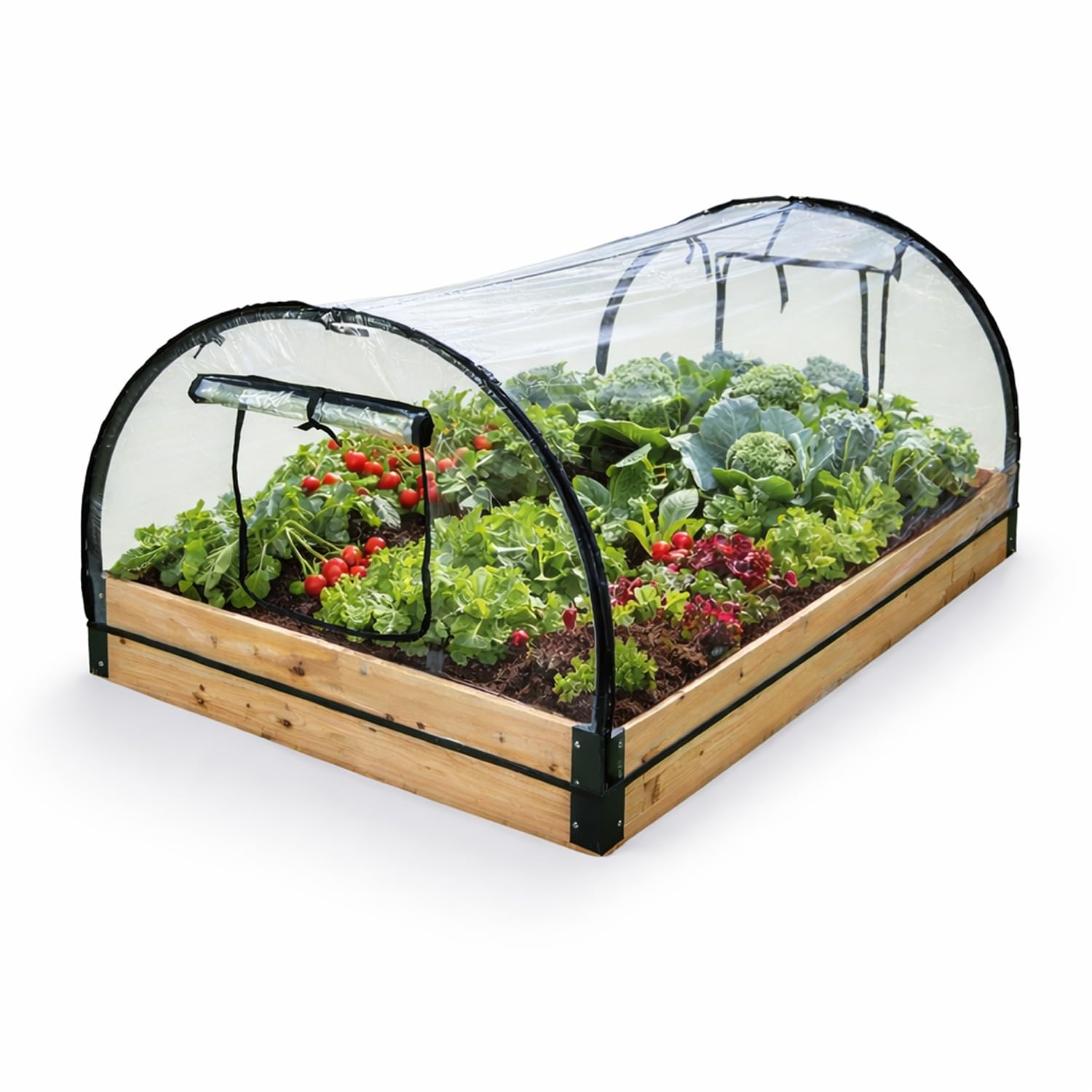 Serre XXL avec cadre en bois 120 x 80 x 50 cm
