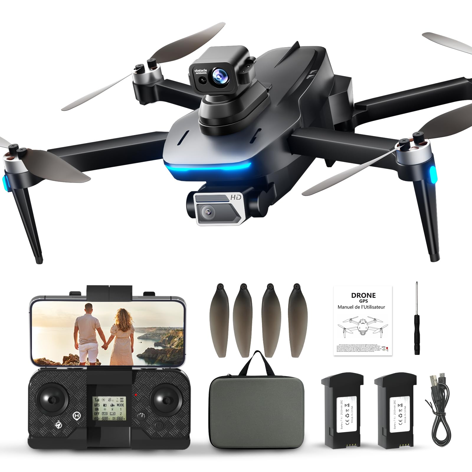HYTOBP S162 GPS Drone with 4K Camera for Adults & Beginners, Foldable Brushless Motor, 90° Adjustable Lens, Auto Return & Follow, Gesture Control,5G WiFi,Long Range(Black)