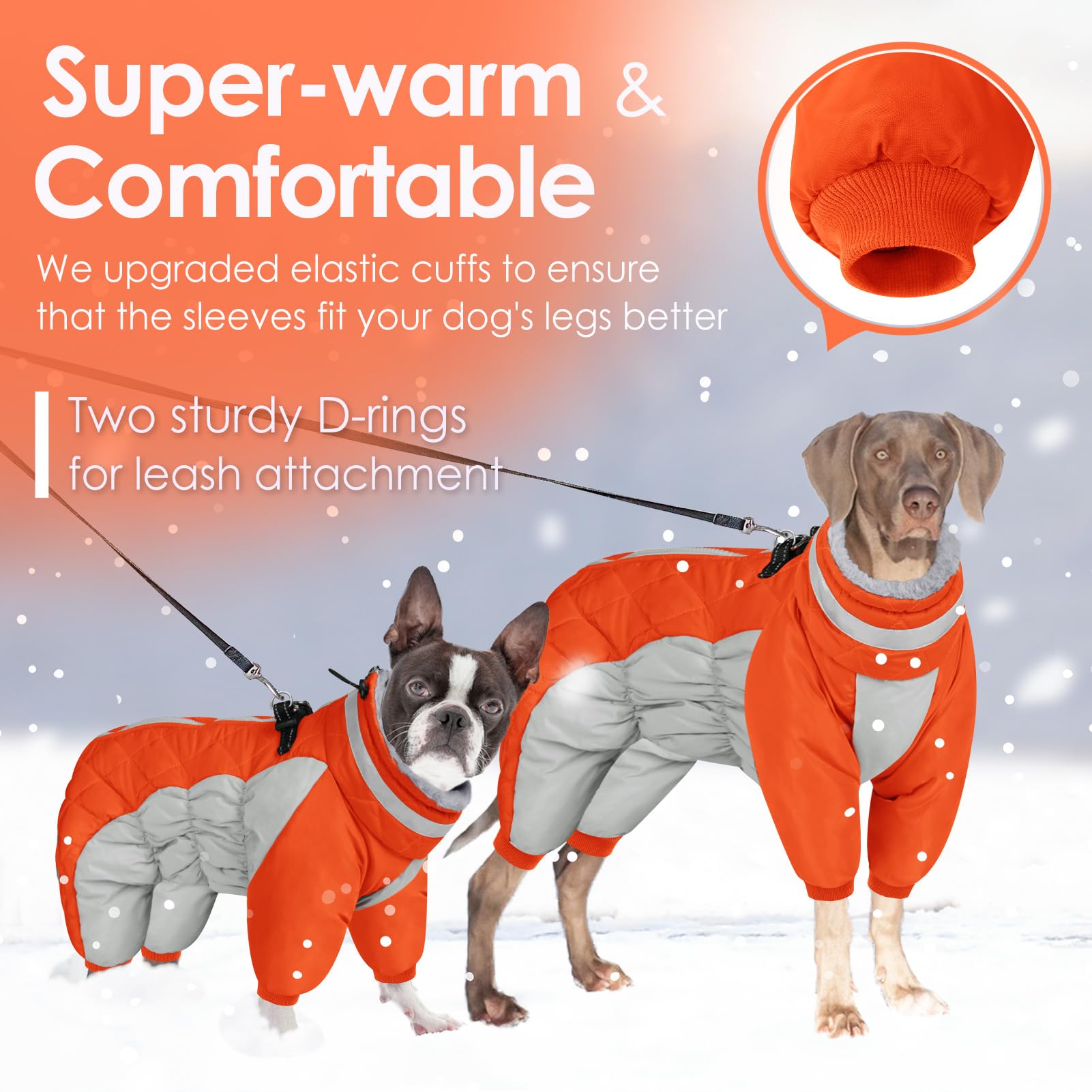 AOFITEE Cappotto per cani caldo per l'inverno, antivento per cani, con imbracatura integrata, a collo alto riflettente, giacca invernale da neve, per animali domestici di taglia piccola, media e