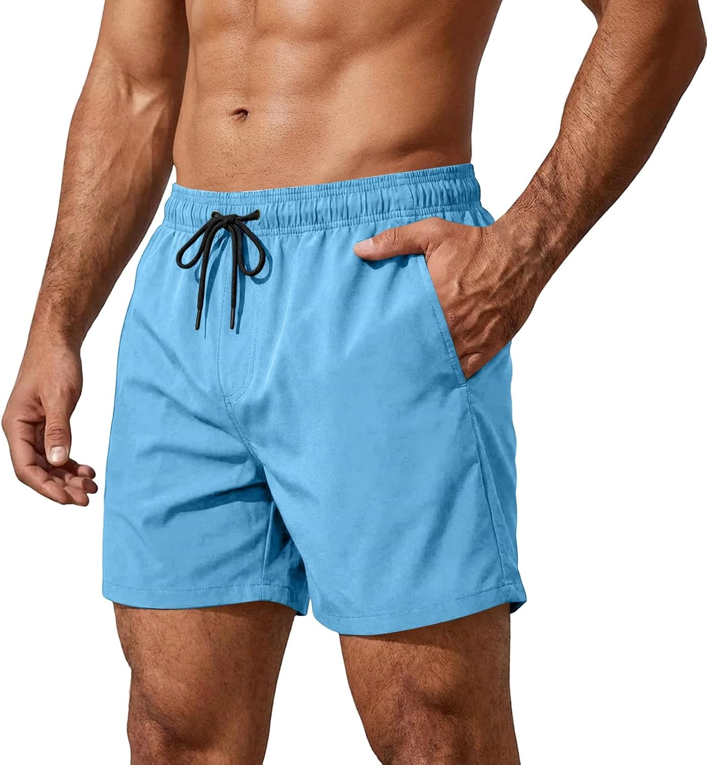 Ymosrh Men's Casual Shorts Elastic Waist Drawstring Lightweight Gym Athletic Workout Running Shorts M-5XL