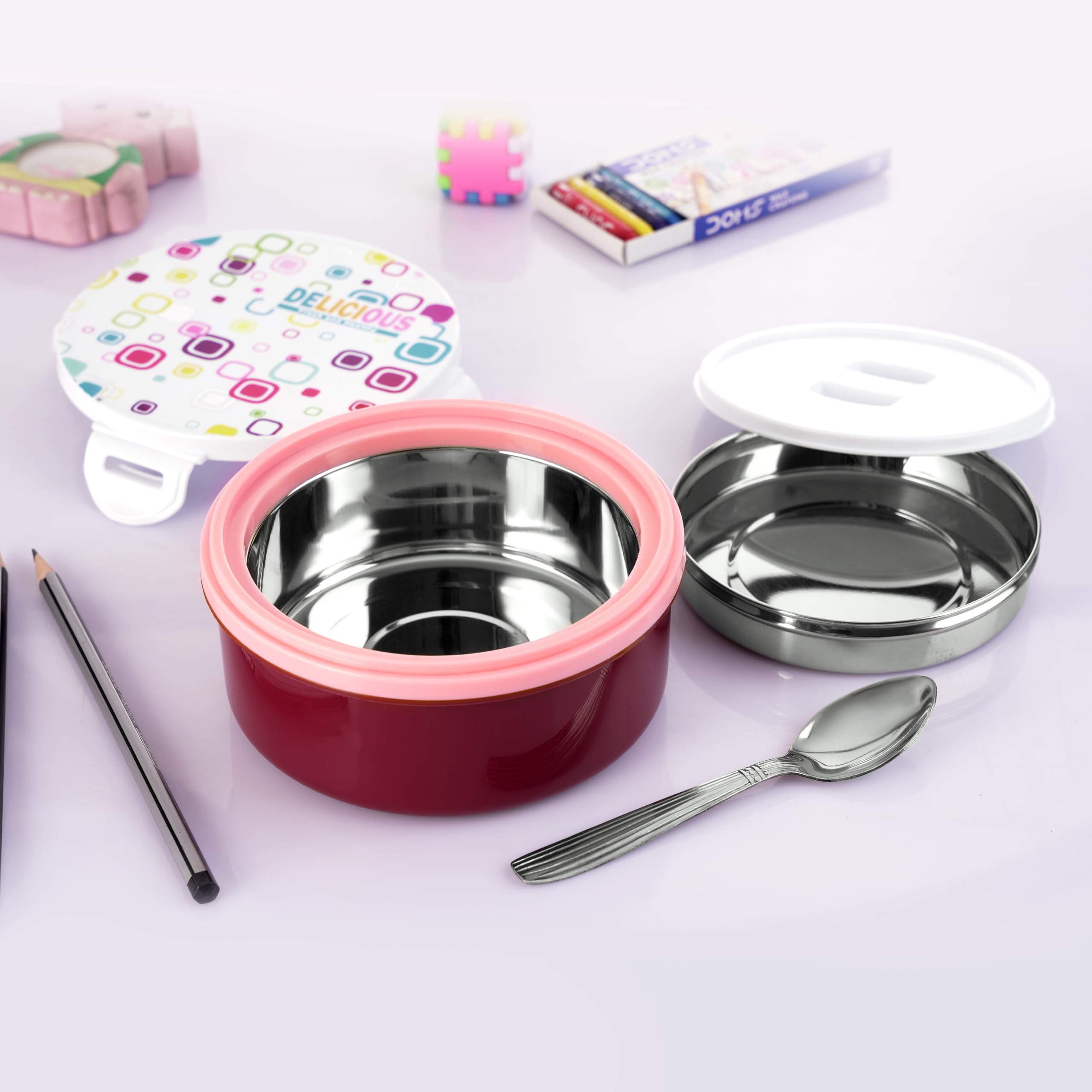 See full amazon price history chart for Nabhya Tasty Bites Stainless Steel Leak-Proof Snacks Lunch Box for Kids, Outer Plastic Inner Steel Lunch Box with Container & Steel Spoon Lunch Box for School Kids (Pink - Food Box) Nabhya Tasty Bites Stainless Steel Leak-Proof Snacks Lunch Box for Kids, Outer Plastic Inner Steel Lunch Box with Container & Steel Spoon Lunch Box for School Kids (Pink - Food Box) (B0D5WVSGXB) Amazon Price History, Amazon Price Tracker