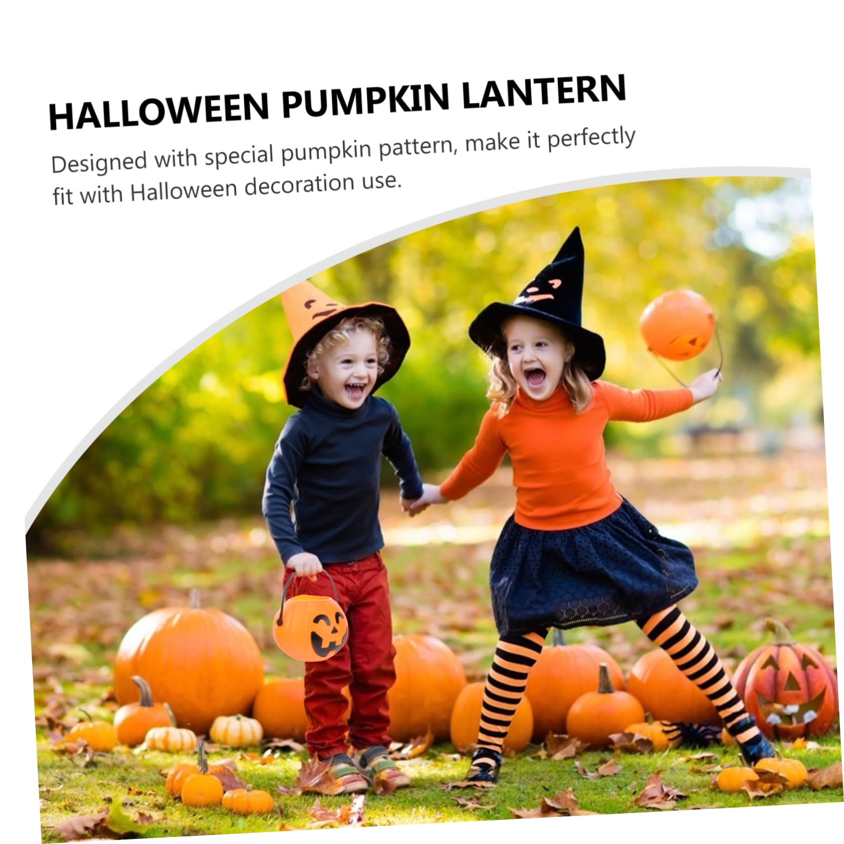 FUNOMOCYA 2Pcs Halloween Pumpkin Lanterns with LED Lights Plastic Pumpkin Buckets for Trick Treat Decorative Halloween Party Props for Friends