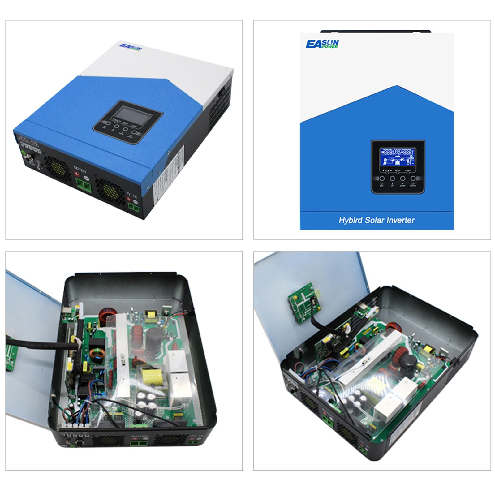 POWLAND Inverter solare ibrido da 3000W 24VDC a 220 V/230 VAC con modulo WiFi, onda pura Inverter indipendente da rete, Ingresso FV 55-430V, funzionamento con batterie al piombo da 24V e al litio