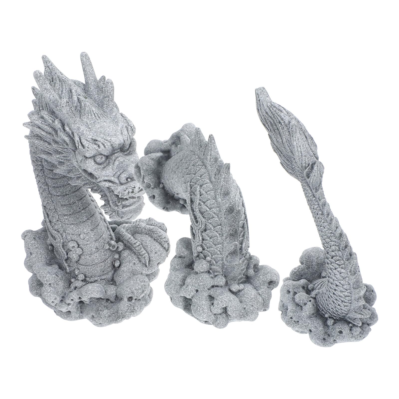 Décoration de table zen : statue de dragon chinois en 3 parties pour salon moderne et bureau