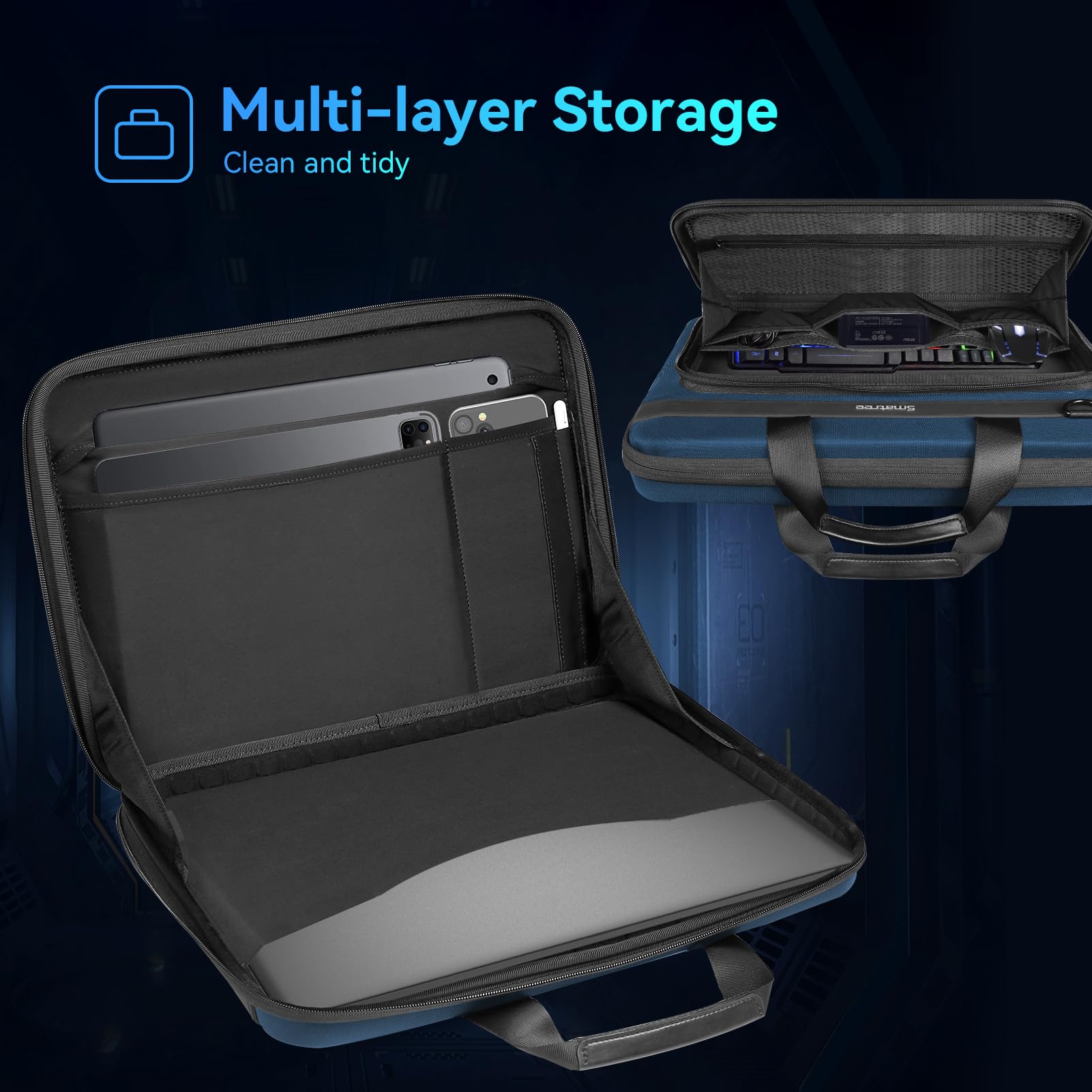 Smatree Custodia rigida per 16 pollice ASUS ROG Zephyrus G16 2025 GU605/G16 2026 GU606/Duo 2026 GX651, per ROG Strix SCAR 15 2022 G533/Strix G15 2022 G513, Blu(A800)