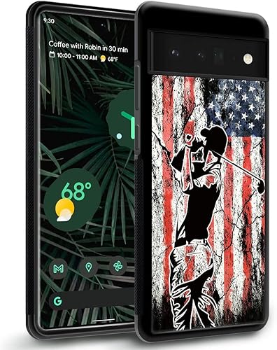 DJSOK Funda compatible con Google Pixel 6 Pro6XL, bandera de golf para hombres, niños y niñas, doble capa a prueba de golpes, resistente, funda para