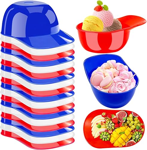 Paquete de 24 cuencos de plástico para casco de béisbol, mini cuencos para gorra de béisbol de postre de helado, tazas de aperitivos para fiesta de