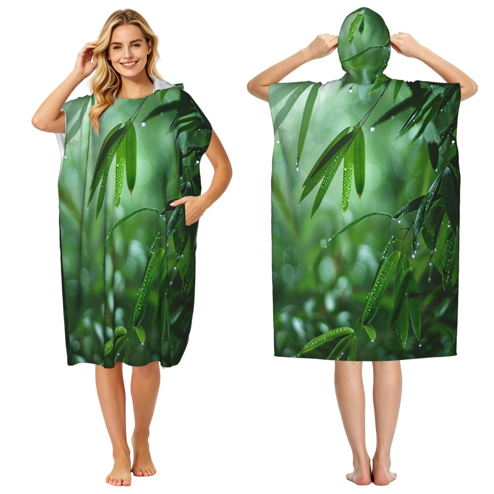 DTHKJNLSF Banana Forest Adult Hooded Beach Poncho Towel