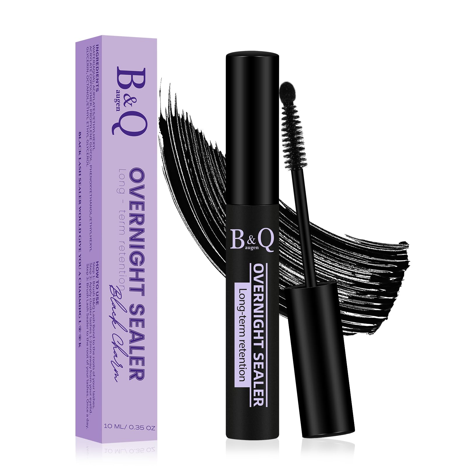 B&Q Lash Clusters Overnighter 10ML Lash Sealer for Cluster Lashes Black Lash Extension Sealant Healthy Lash Sealant Longer Life Coating Lash Seal (Black,10ml)