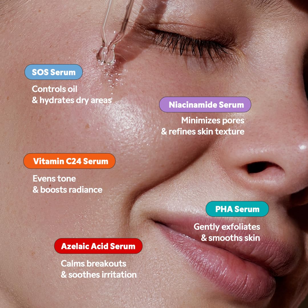 TIRTIR Kit di 5 Sieri con Potenti Attivi - Set di Cura Del Viso Coreano Con Vitamina C, Niacinamide, Acido Azelaico E Acido Ialuronico, Siero Idratante, Potenziatore Di Luminosità, Nutriente, Im