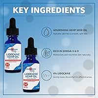 Vista 2 de Aceite de cáñamo de lidocaína al 4 % – Aceite calmante tópico de máxima fuerza para alivio del dolor de acción rápida para apoyo muscular