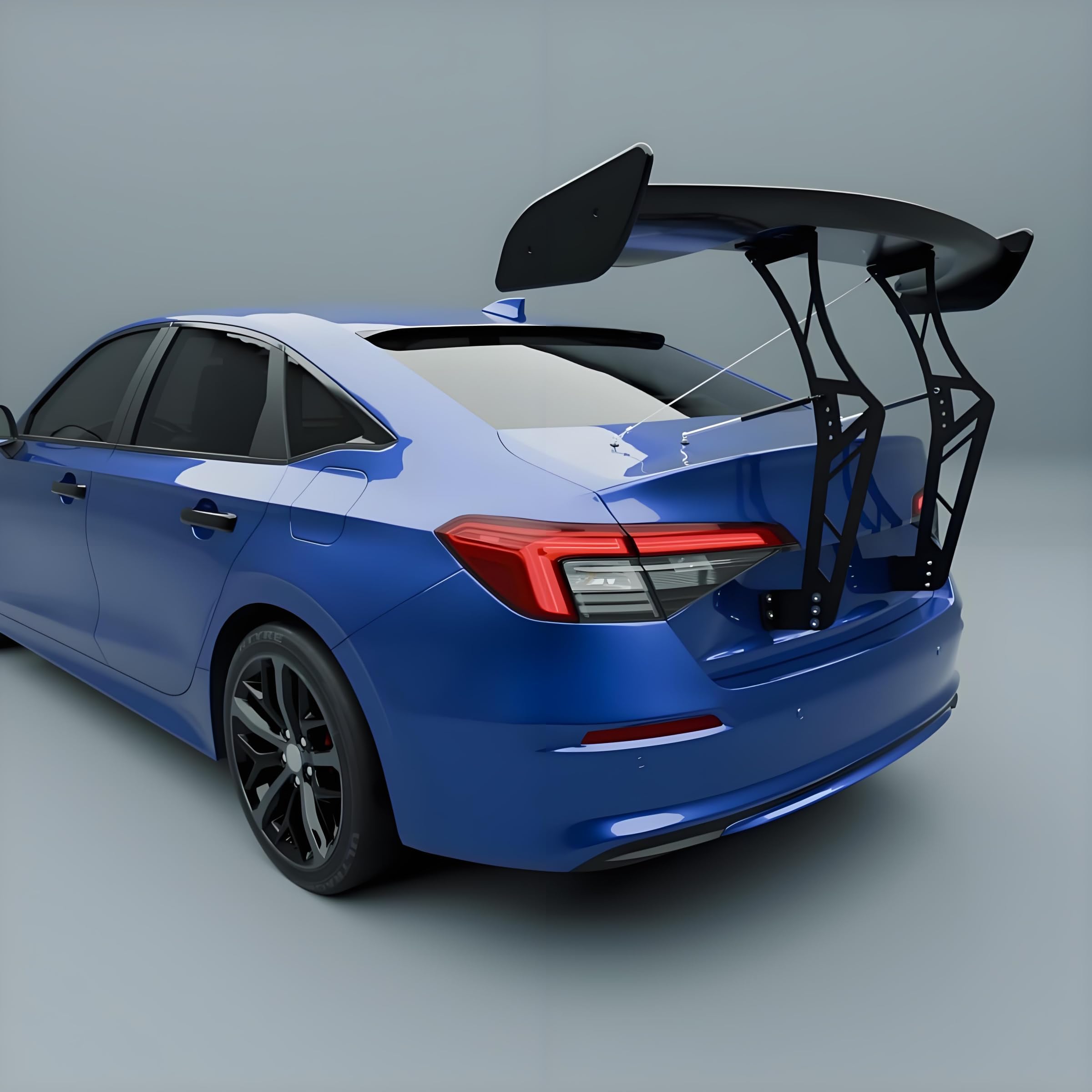 Universal 55Inch GT Racing Spoiler Chassis Mount Big Wing Trunk Mounted Adjustable GT Spoiler Metal Support Brackets DeckLid Lip Accessories Fit for Most Sedan