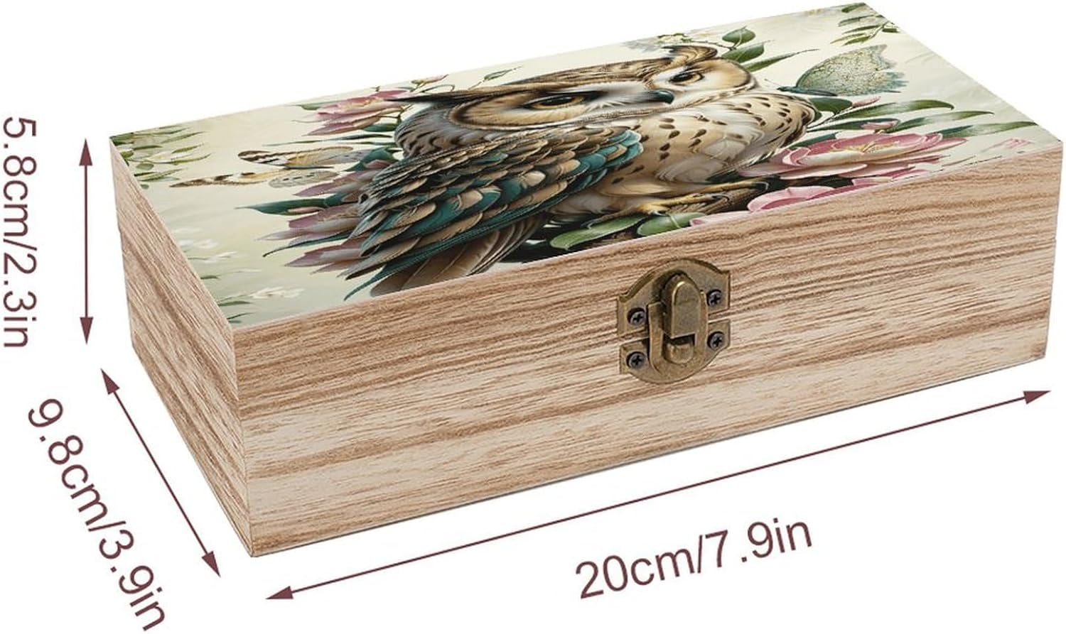 Owl Among The Flowers Wooden Storage Box Vintage Jewelry Box image 2