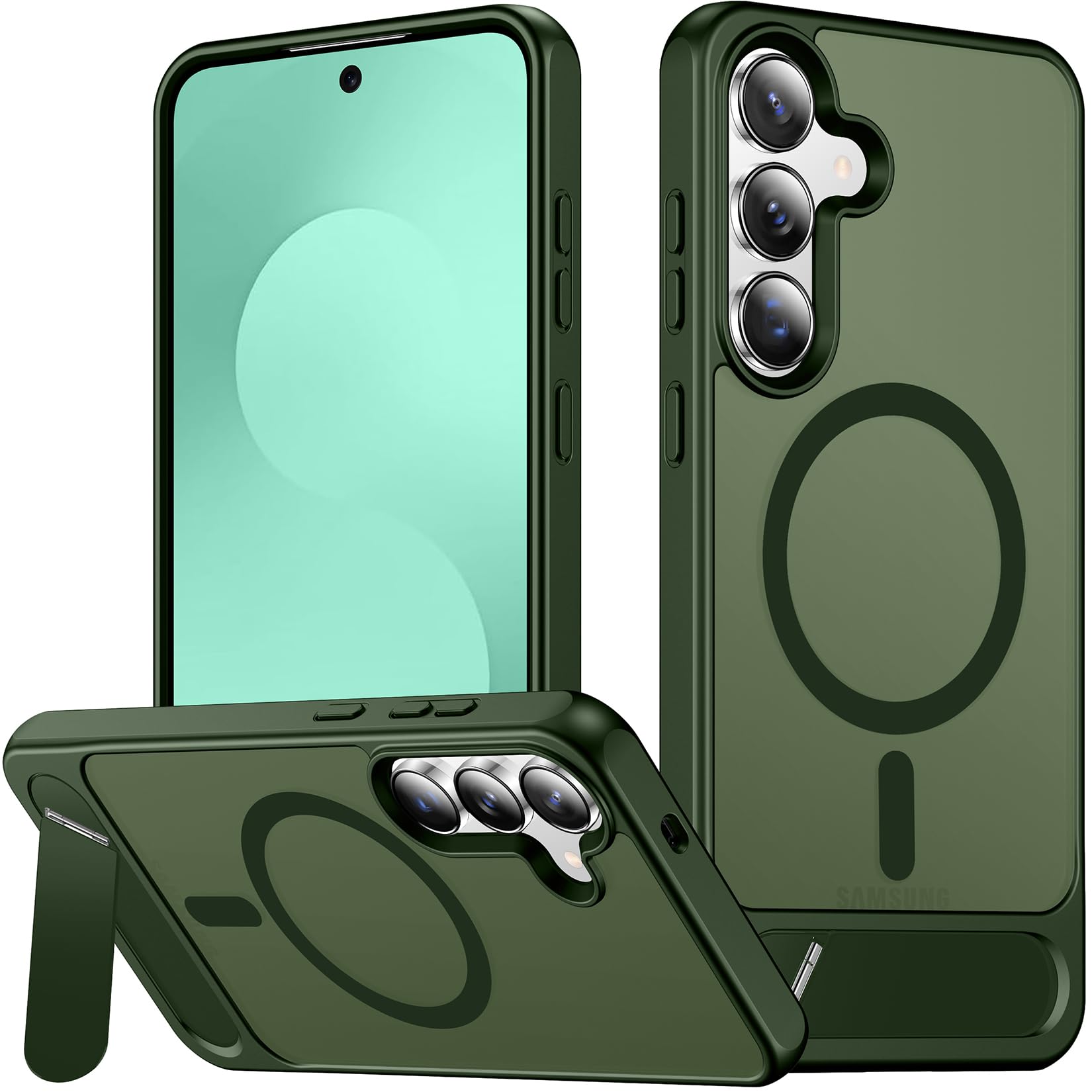 SPIDERCASE for Samsung Galaxy S25 FE Case,Built-in Stand,Green