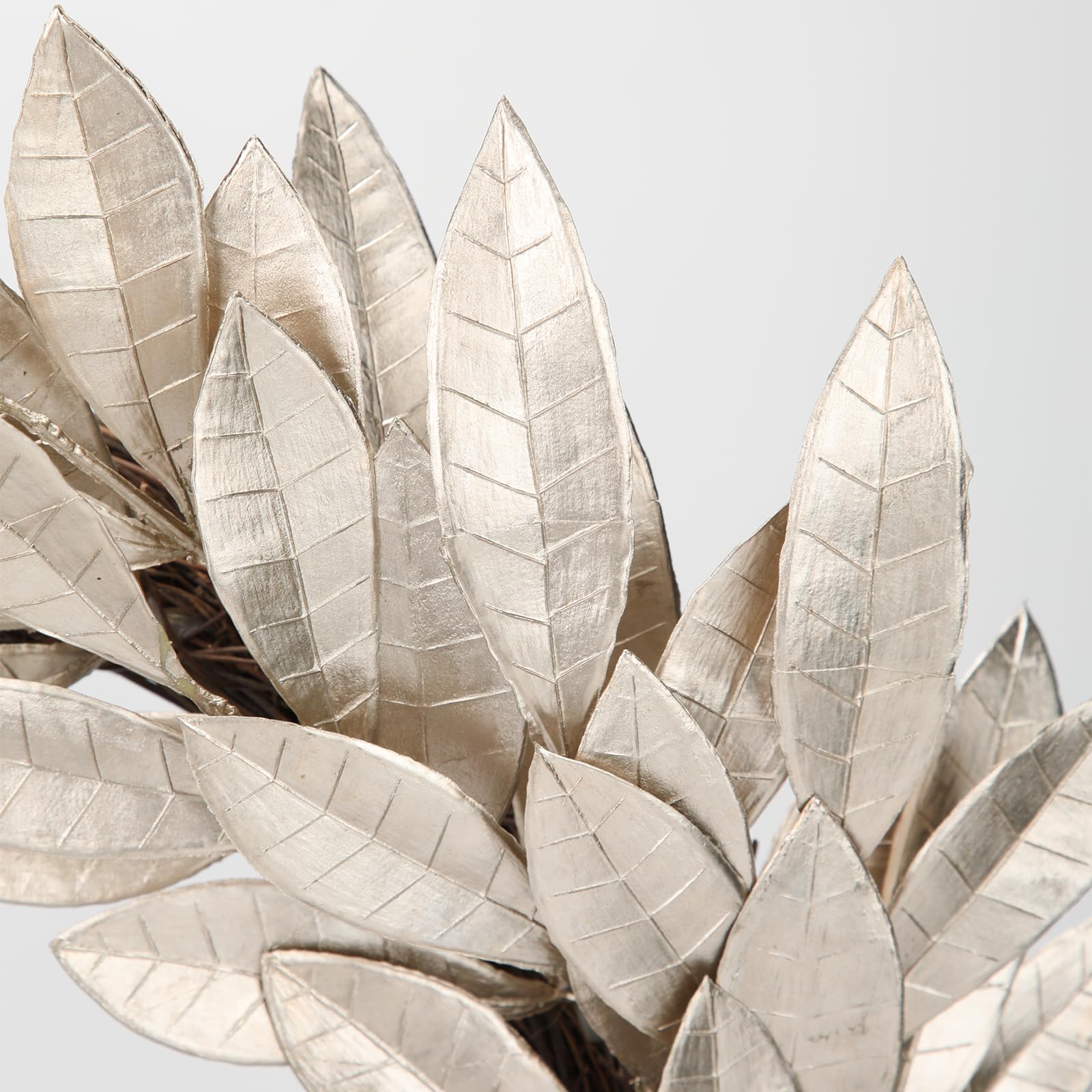 Couronne de Noël de 40,6 cm Aritificial Champagne Doré Couronne de feuilles de laurier pour porte d'entrée Couronne de Noël Couronne de Noël pour décorations de fête de Noël