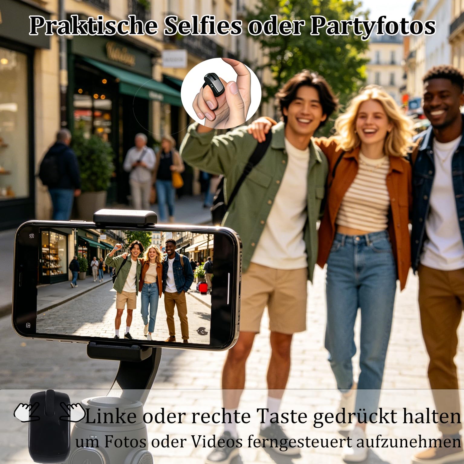 TikTok-Scrolling-Ring, Bluetooth-Fernbedienung mit Touchpad, Wiederaufladbar mit Ladehülle, Fernbedienung für Kurzvideos, Kamera-Auslöser, E-Book Seitenwender, für Telefon Tablet iOS Android(Schwarz)
