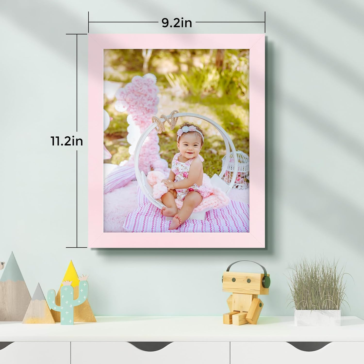 Golden State Art 8x10 Picture Frames Set of 8, Gallery Wall Frame Collage Tabletop Thin Frames with Plastic Glass, Horizontal or Vertical Display (8x10, Pink, 8-Pack)
